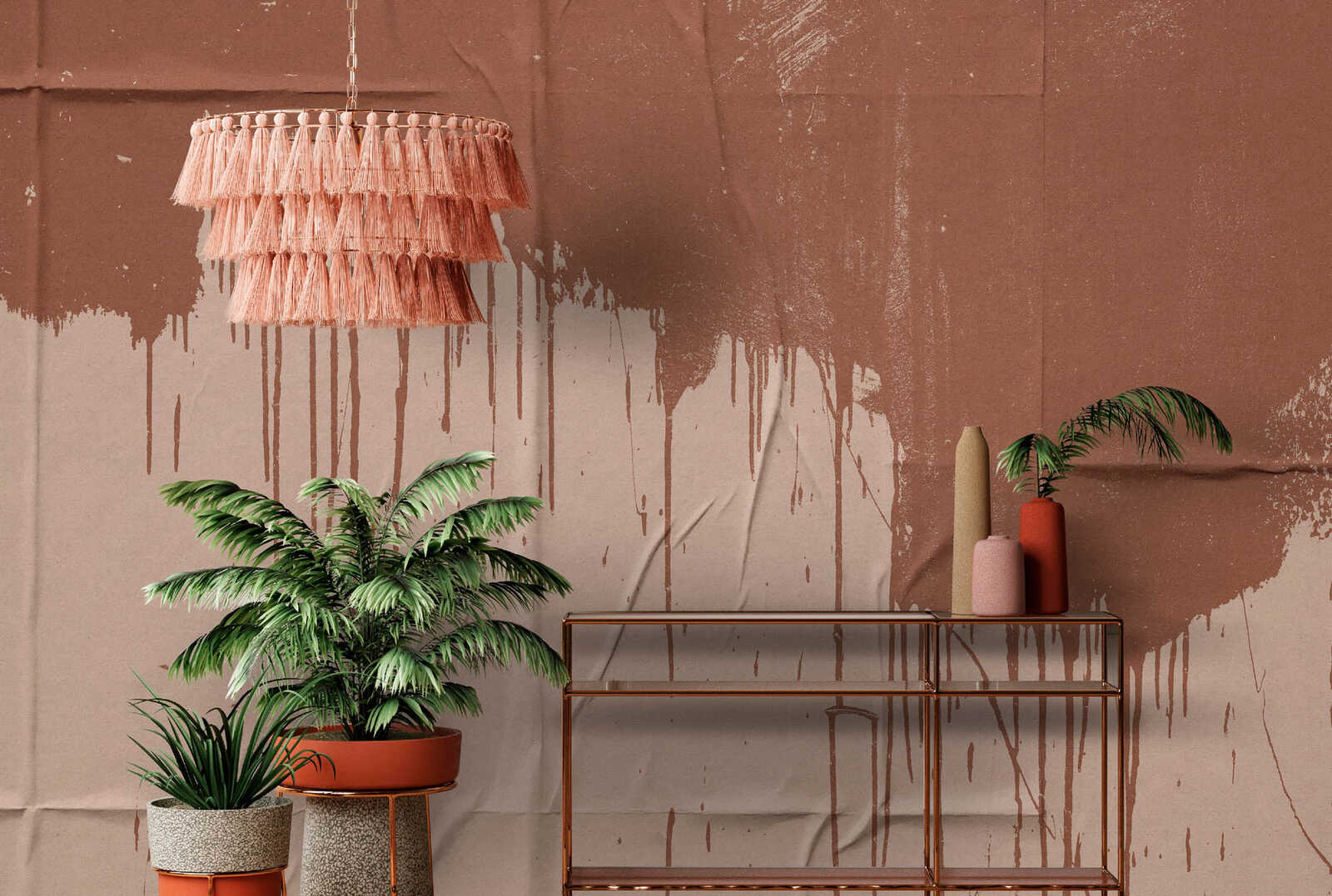 Hängelampe, Tiered Fringe, Rosafarbene Lampe, Rattan-/Hassel-Lampe, Wanddekor