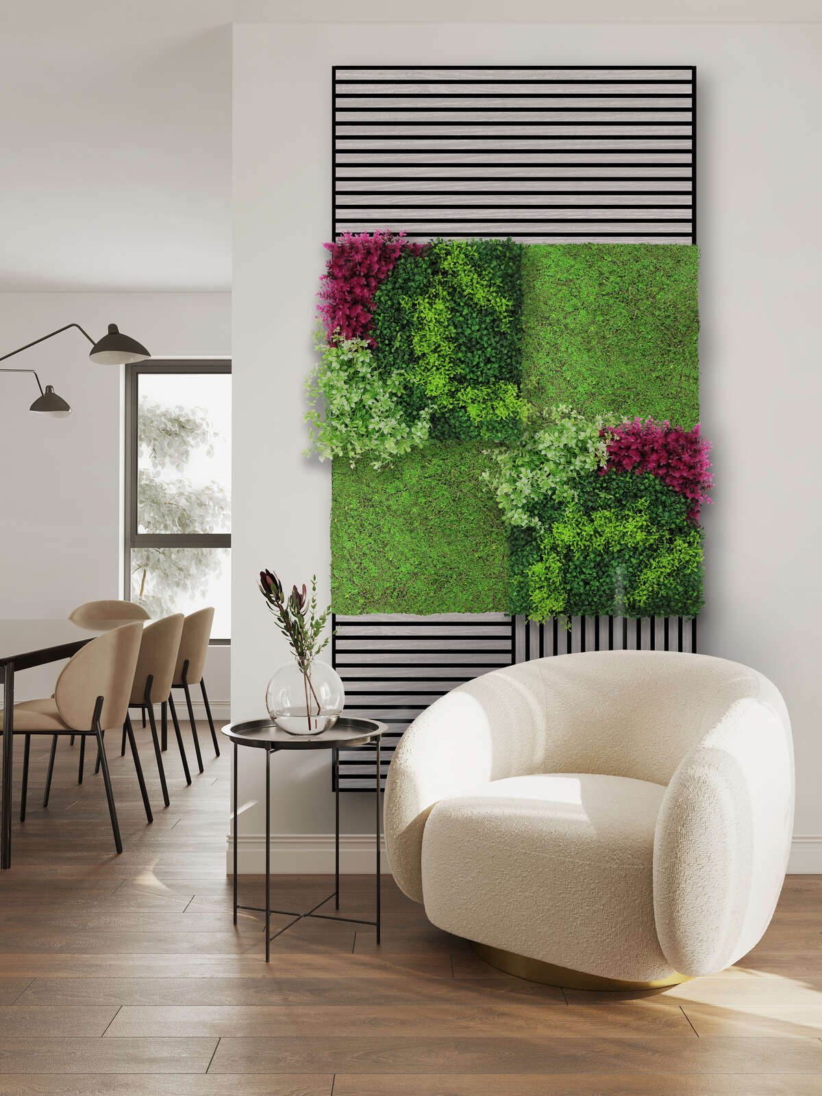 Kunstpflanze Wandpaneele • Mixed-Flora-Design 52 x 52 cm