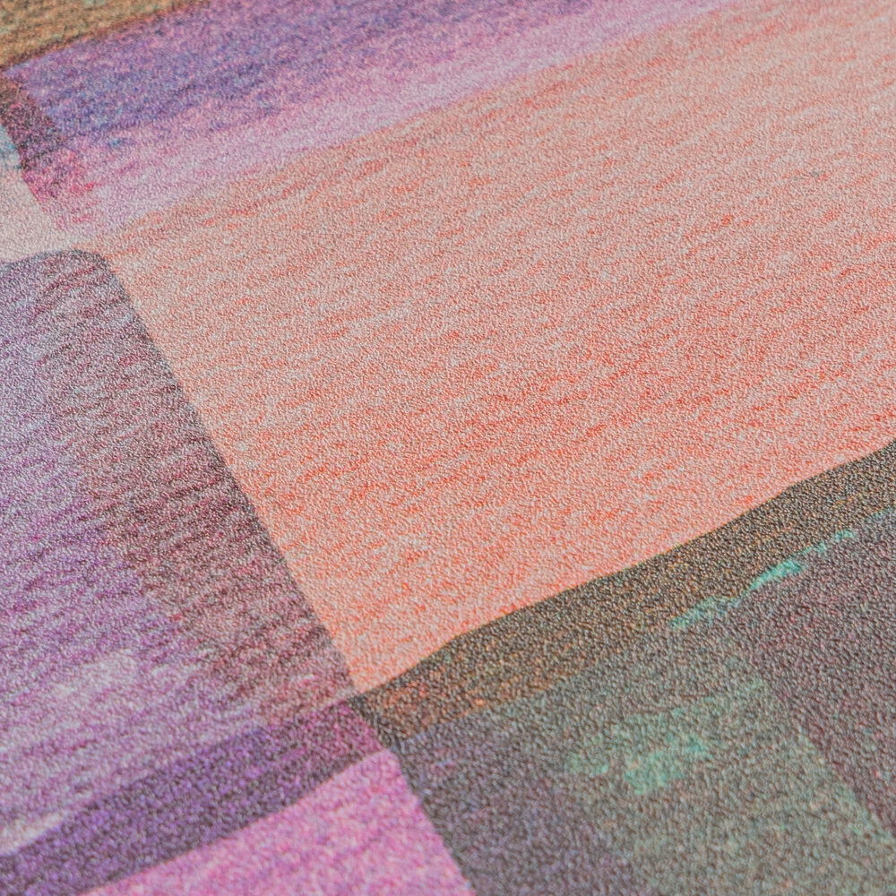             Moderne Vliestapete mit abstraktem Streifenmuster und feiner Oberflächenstruktur – Bunt
        