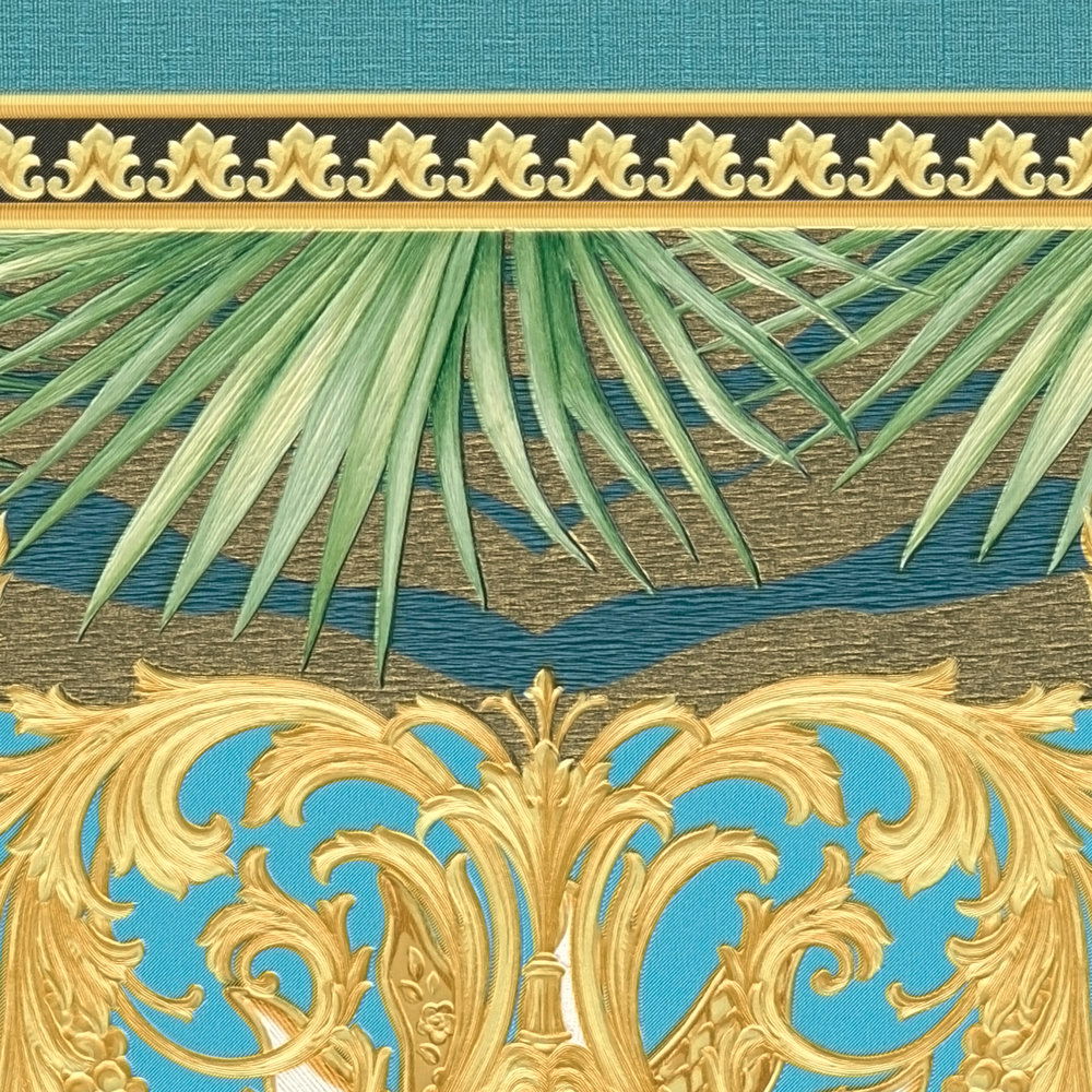             VERSACE Tapete Dschungel und Ornament Motiv – Grün, Metallic
        