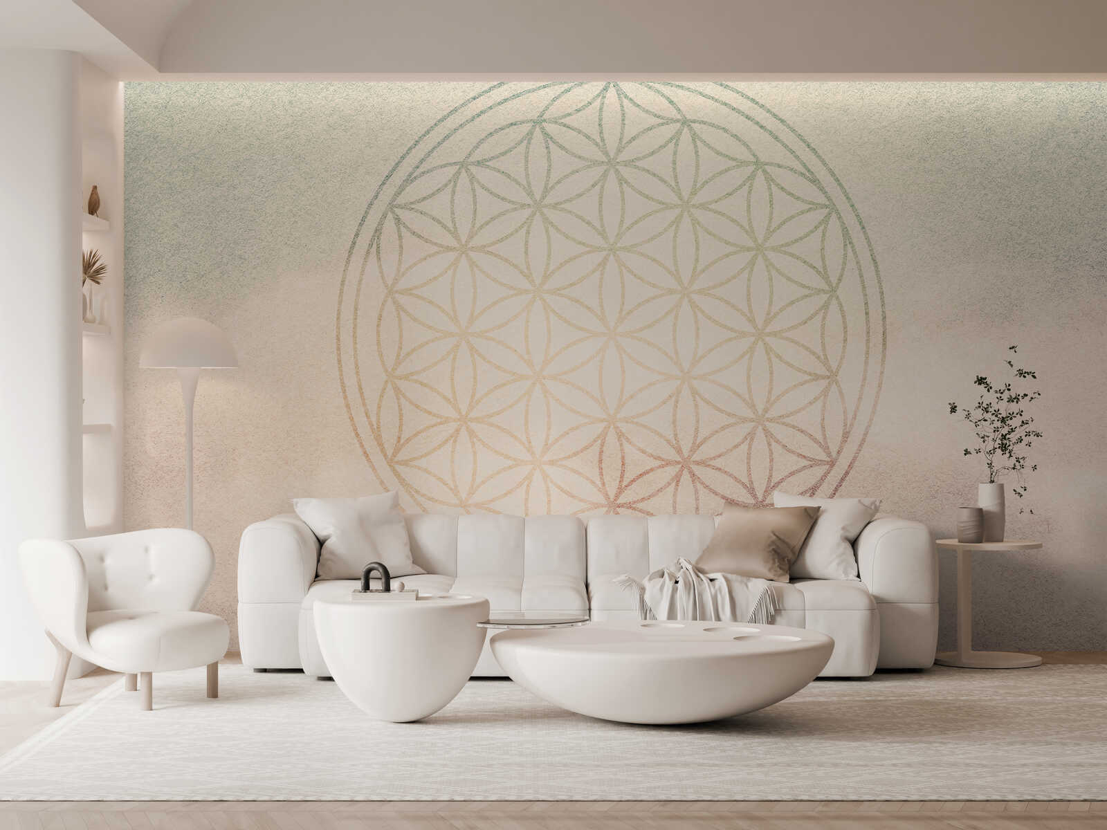 wandtattoo, blumenstern, geometrisches muster, wohnzimmer wand, deko wall