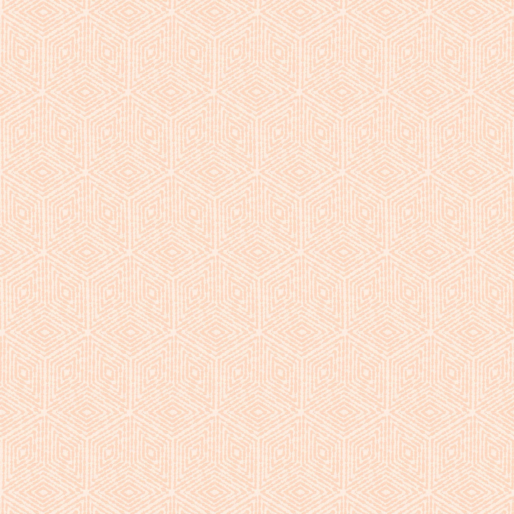         Luxurious graphic wallpaper geometric diamond & hexagon pattern with shimmer effect and real textile threads - orange, pink
    