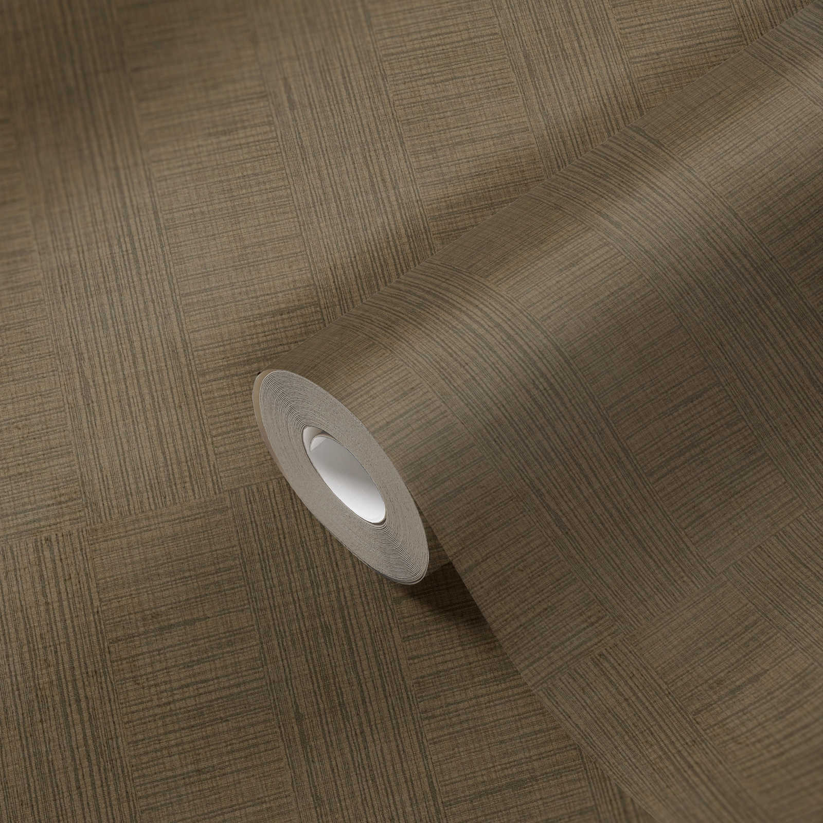             Tapete Meliert mit Rechteck Muster im Retro Stil – Braun
        