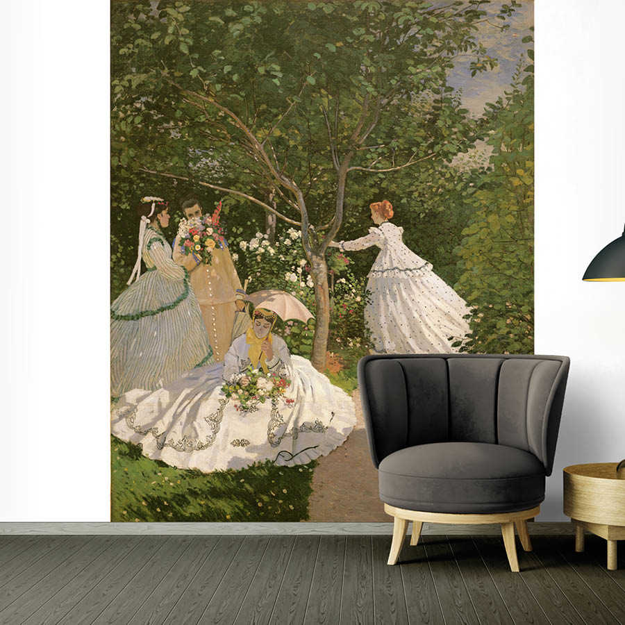 Wandbild, Kunstdruck, historische Szene, Gartenparty, Damenkleidung