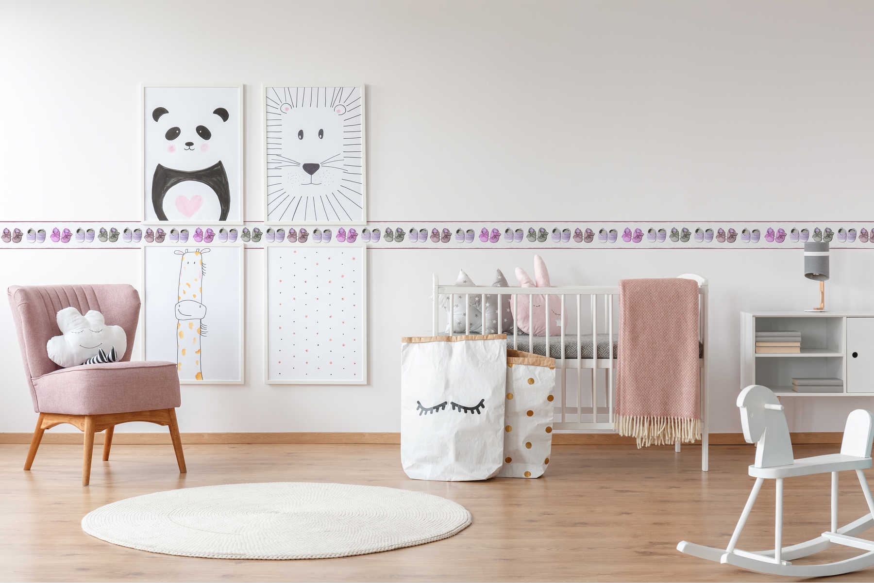Babyzimmer Bordüre für Mädchen – Rosa