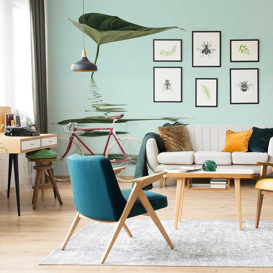 Wohnzimmer, Sessel, Teakholz, Fahrraddekoration, Pflanzenwandartiges