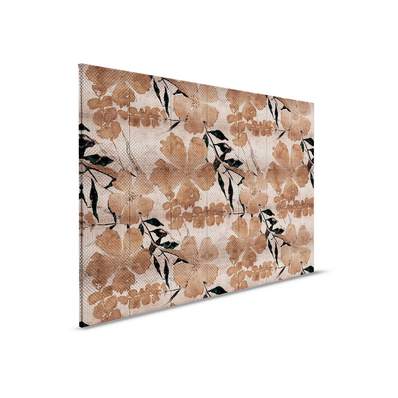         Odessa 2 - Metallic Leinwandbild mit Kirschblüten Muster in Kupfer – 0,90 m x 0,60 m
    