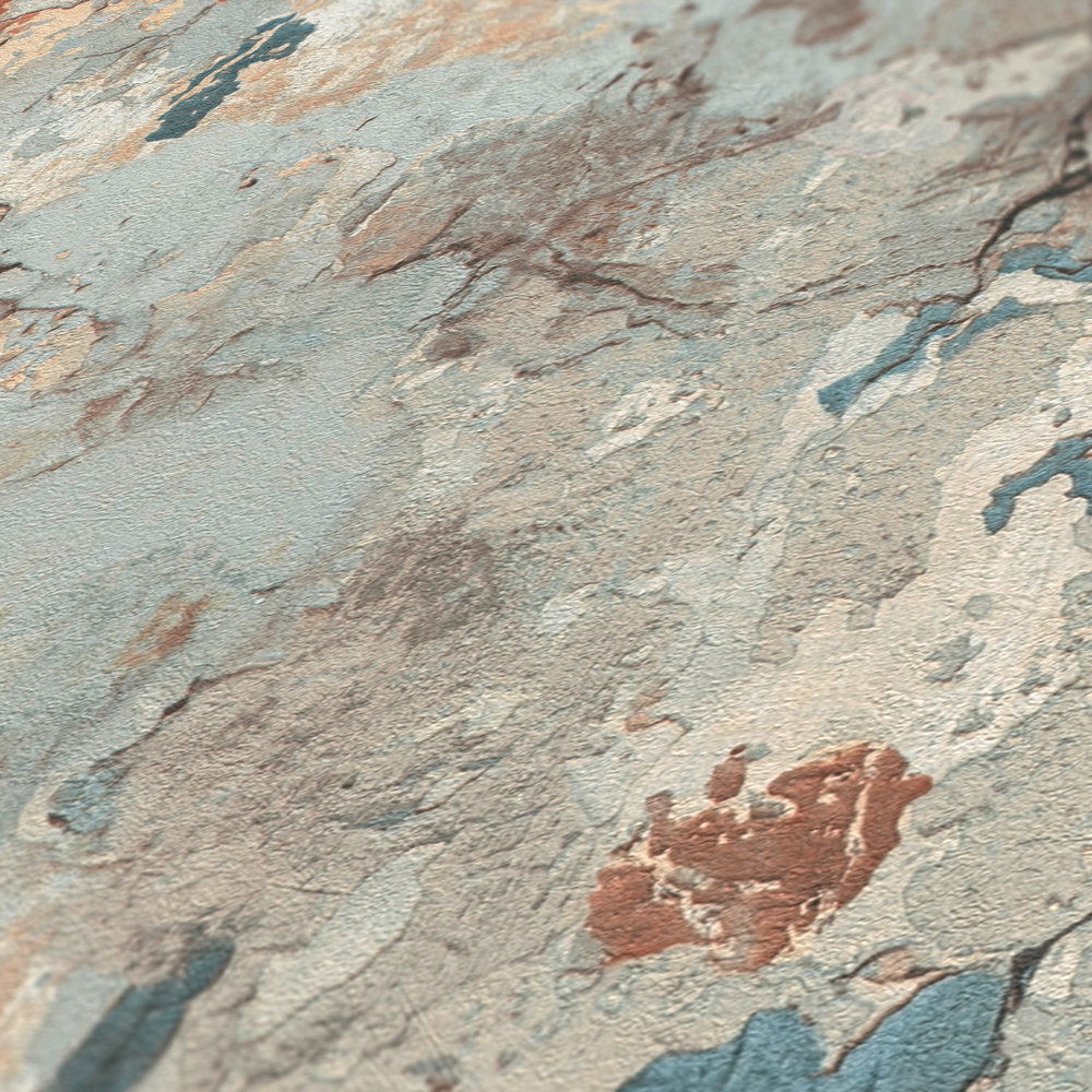             Rustikale Vliestapete mit Putzoptik im Used Look – Braun, Grau, Grün
        