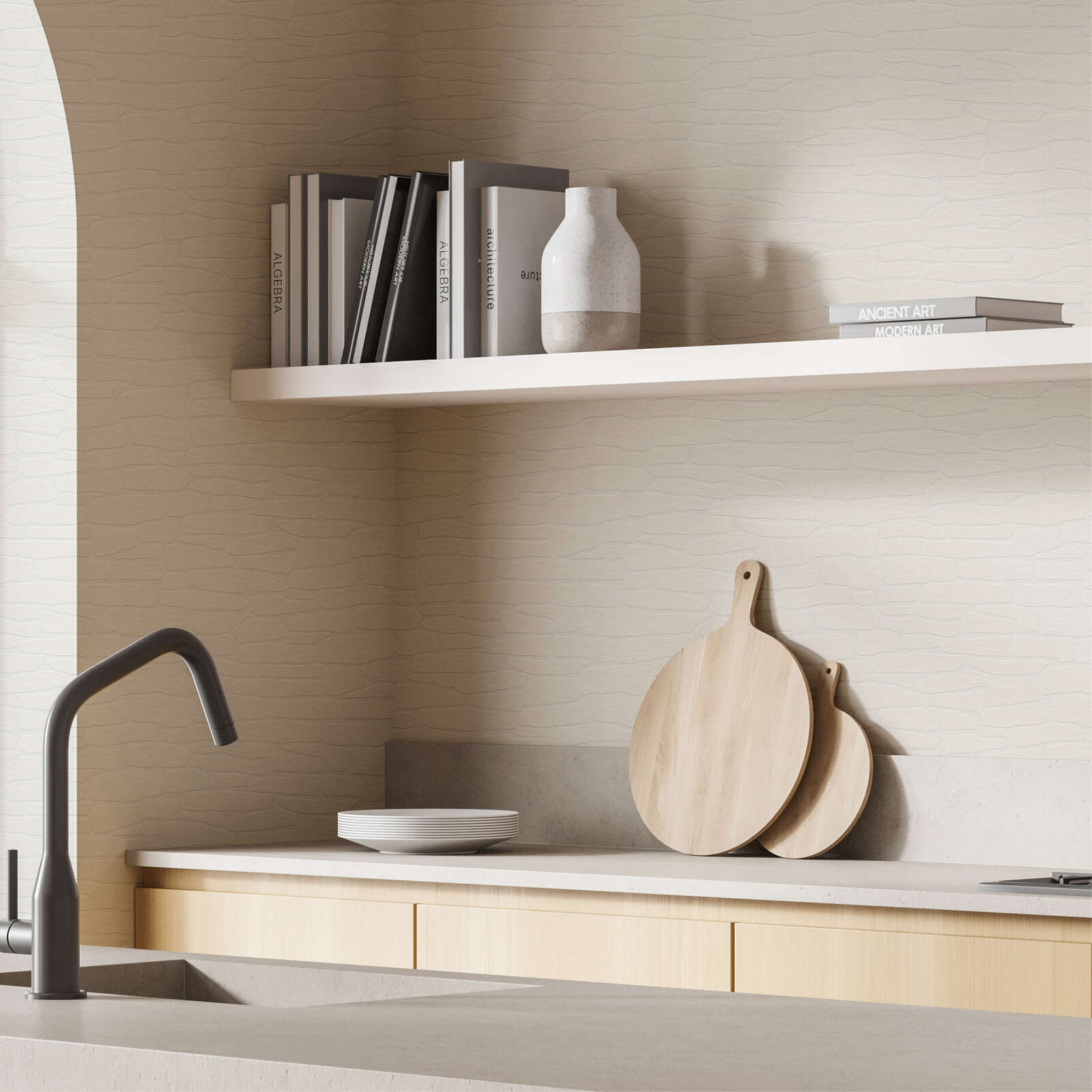             Überstreichbare Vliestapete mit 3D Steinoptik
        