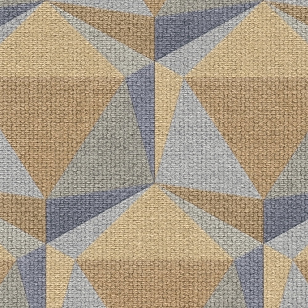 Grafiktapete Retro Muster mit 3D Design – Orange, Blau