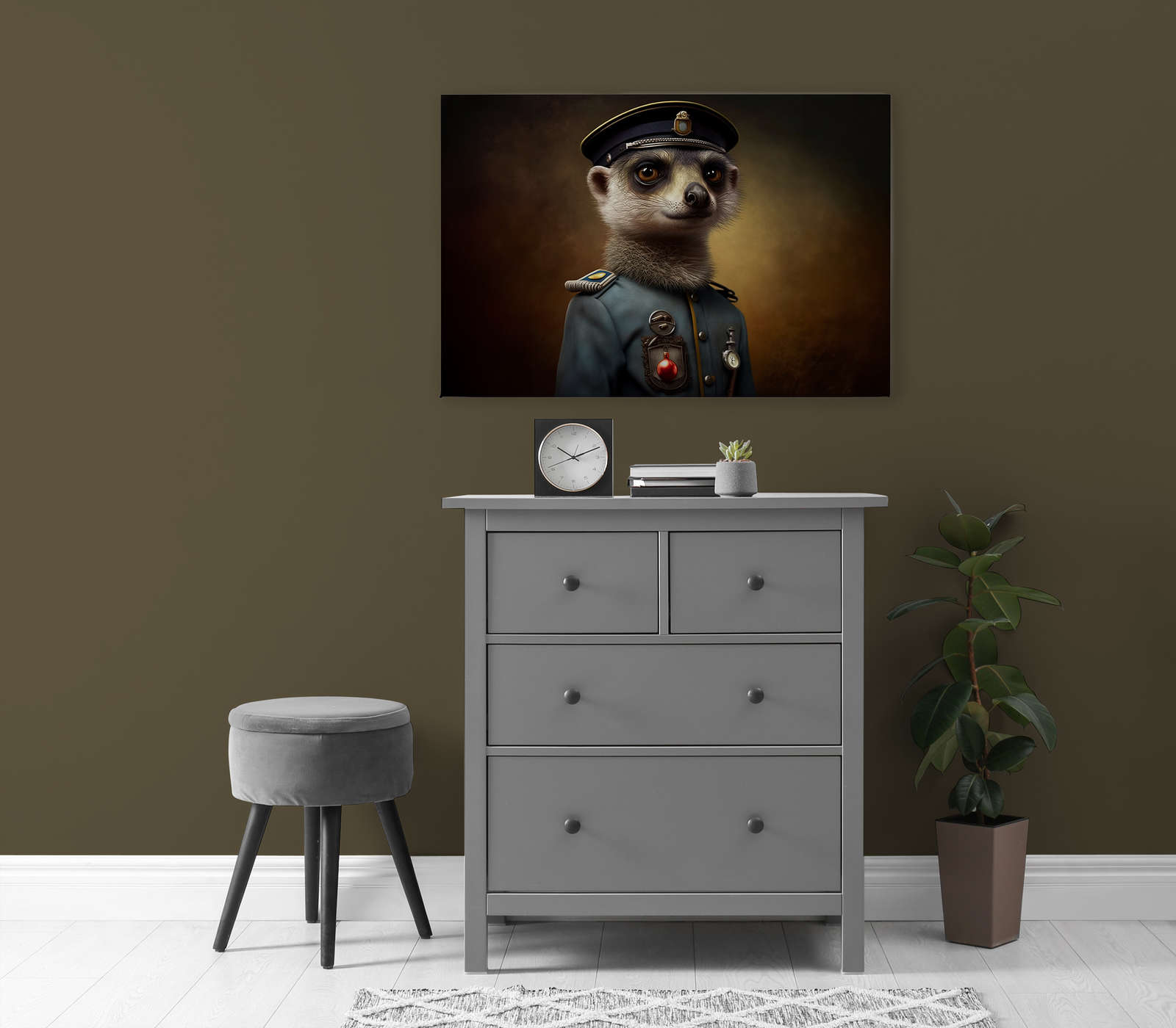             KI-Leinwandbild »strict meerkat« – 90 cm x 60 cm
        