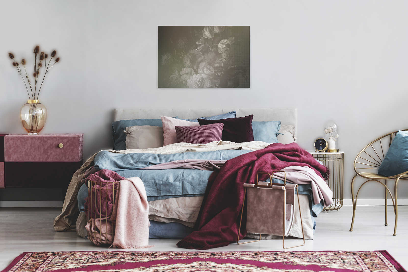 Dutch pastel 4 - Leinwandbild kunstvoller Blumenstrauß Dutch Stil – 0,90 m x 0,60 m