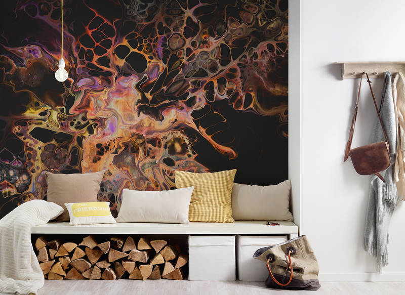 wanddeko, abstract-wall, holzstapel, sofa-sitzbank, kissen