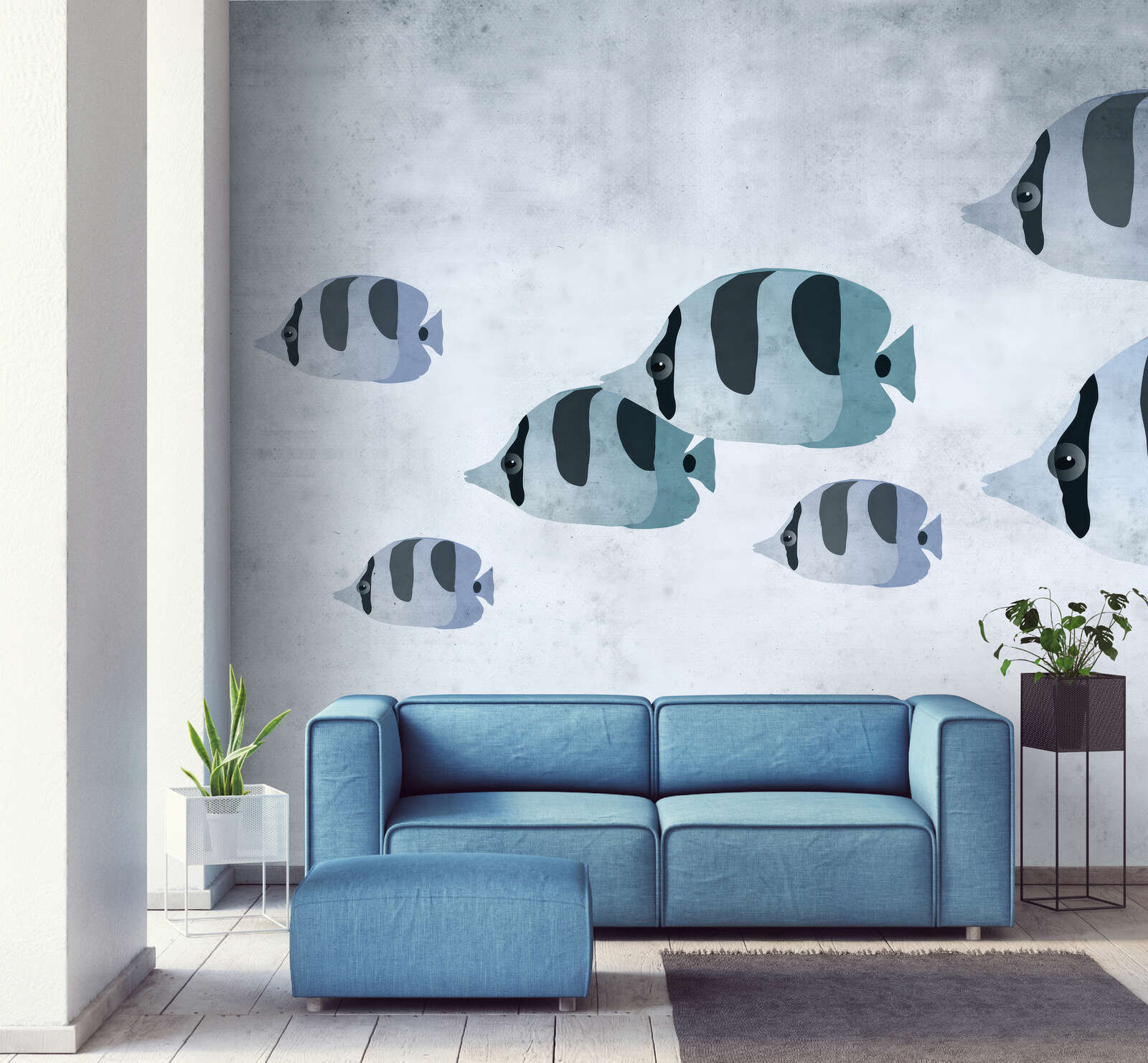 Sofa, Wohnzimmer, Blau, Wandbild, Wanddeko