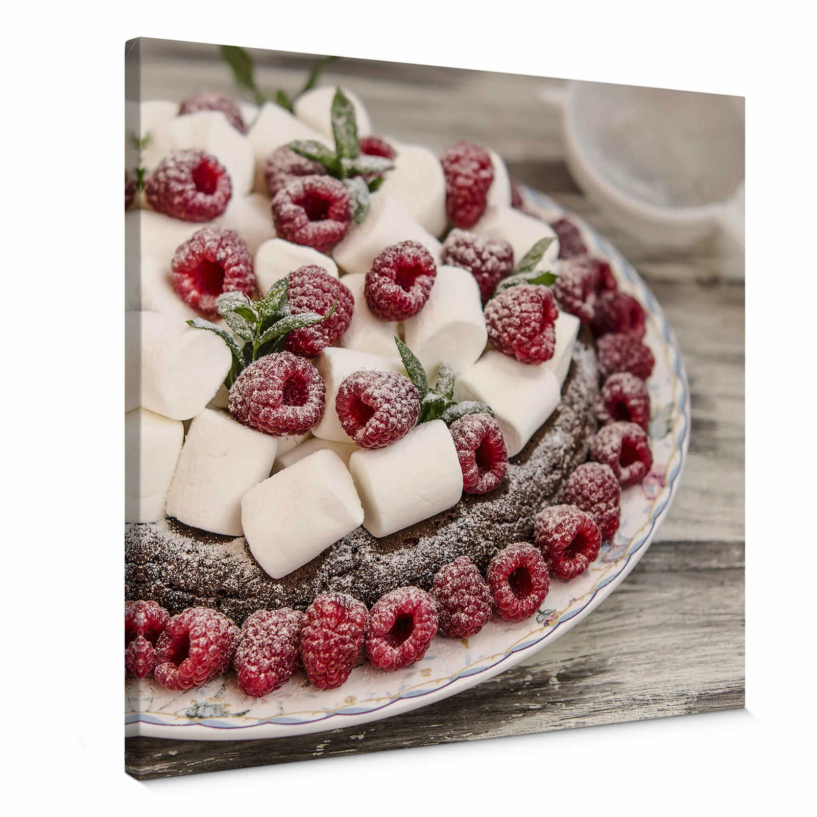         Toile carrée Gâteau avec framboises et bonbons - 0,50 m x 0,50 m
    