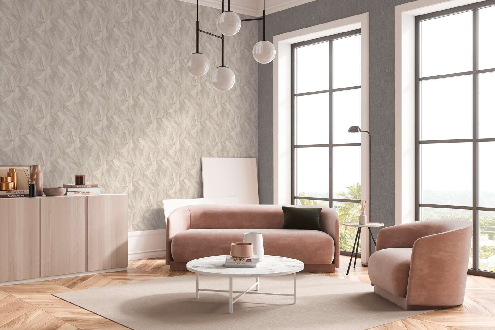             Holzoptik Tapete modernes Design & Metallic-Effekt – Grau, Gold
        