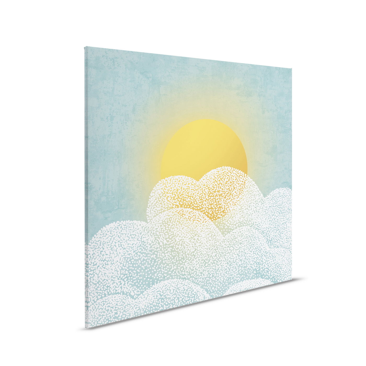         Leinwandbild Sonnenschein über den Wolken - Sanfte Pastellfarben für warme Akzente im Kinderzimmer – 30 x 30 cm - Blau, Gelb
    