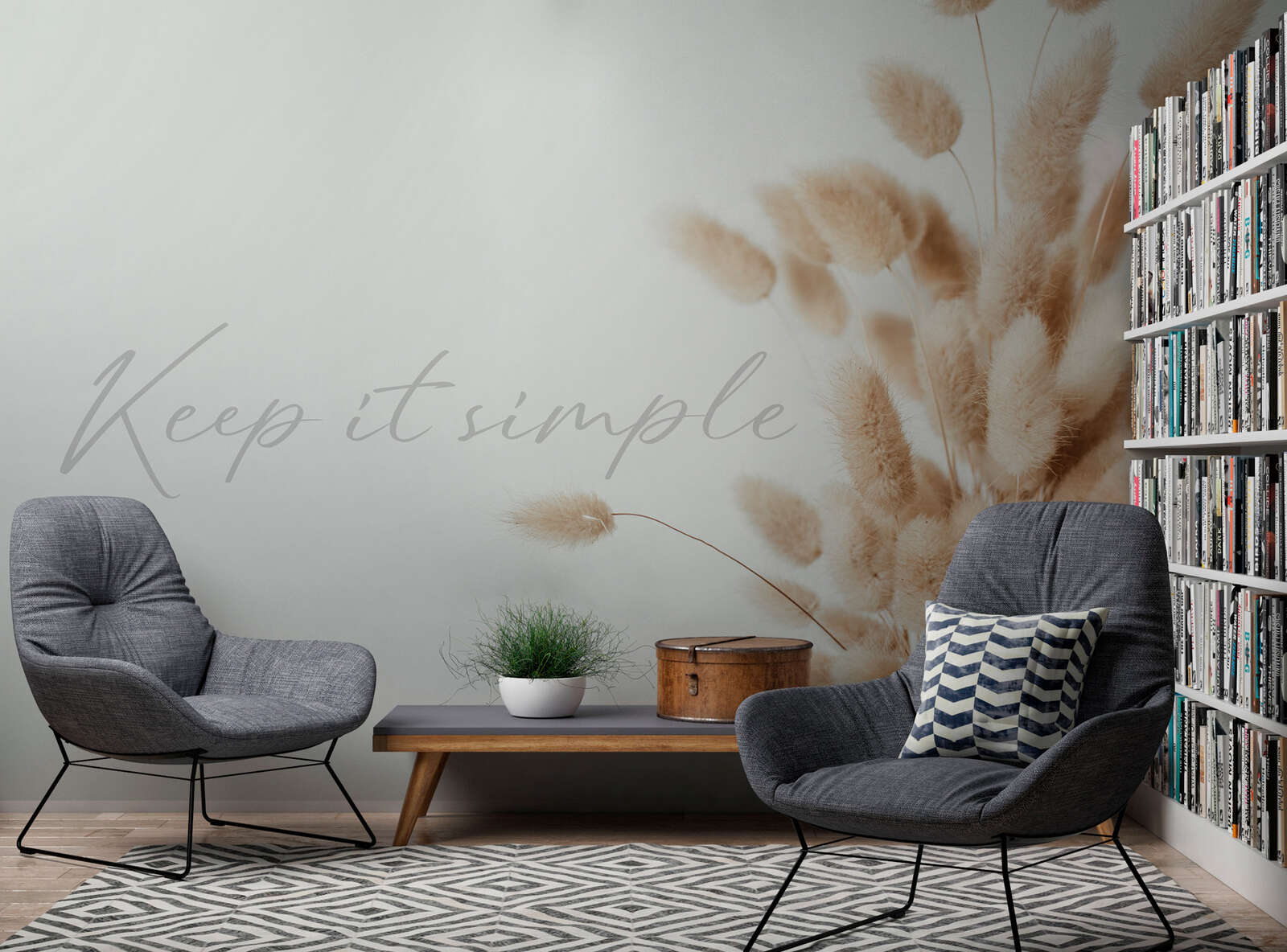             papier peint en papier panoramique "Keep it Simple" - papier peint intissé herbe de la pampa pour des espaces calmes et naturels - multicolore
        