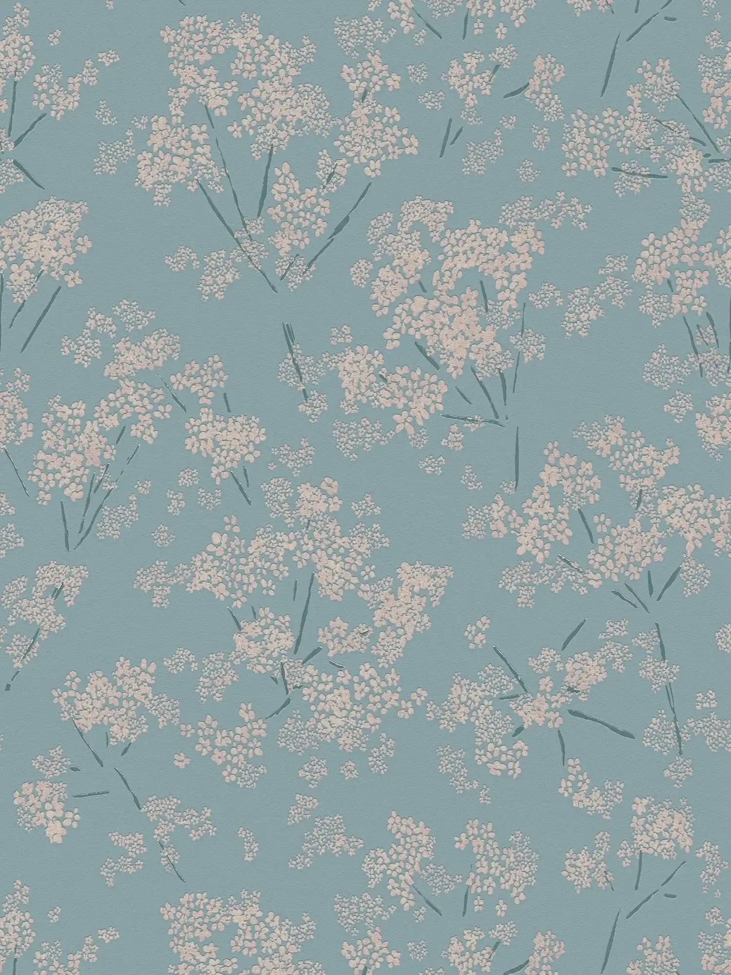         Floral non-woven wallpaper with abstract pattern - blue, beige, turquoise
    