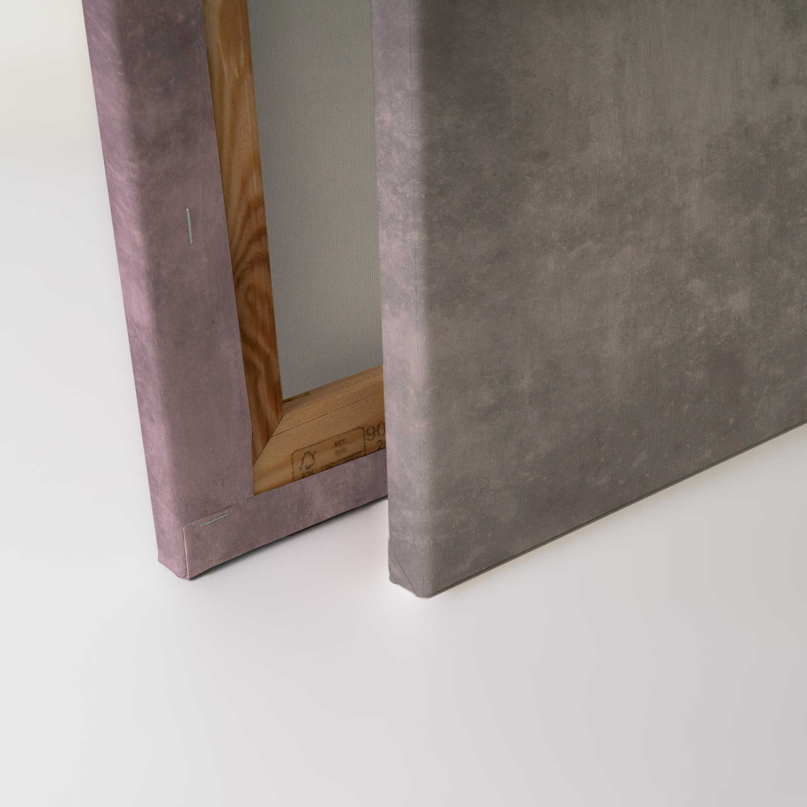 Betonoptik Leinwandbild mit Streifen | grau, rosa – 0,90 m x 0,60 m