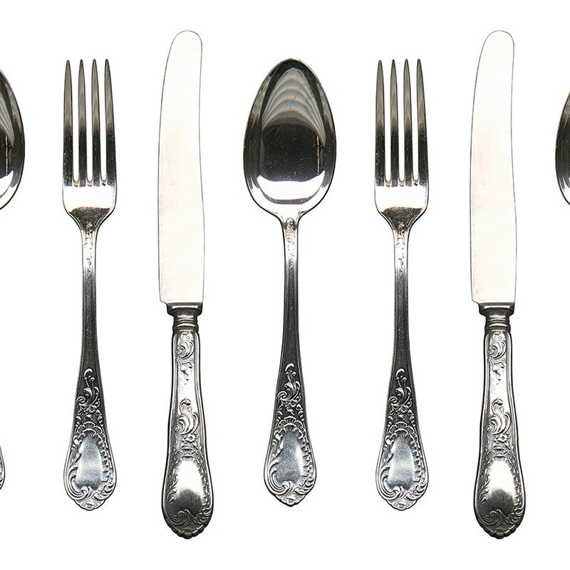 besteck, gabel, messer, löffel, verchromt