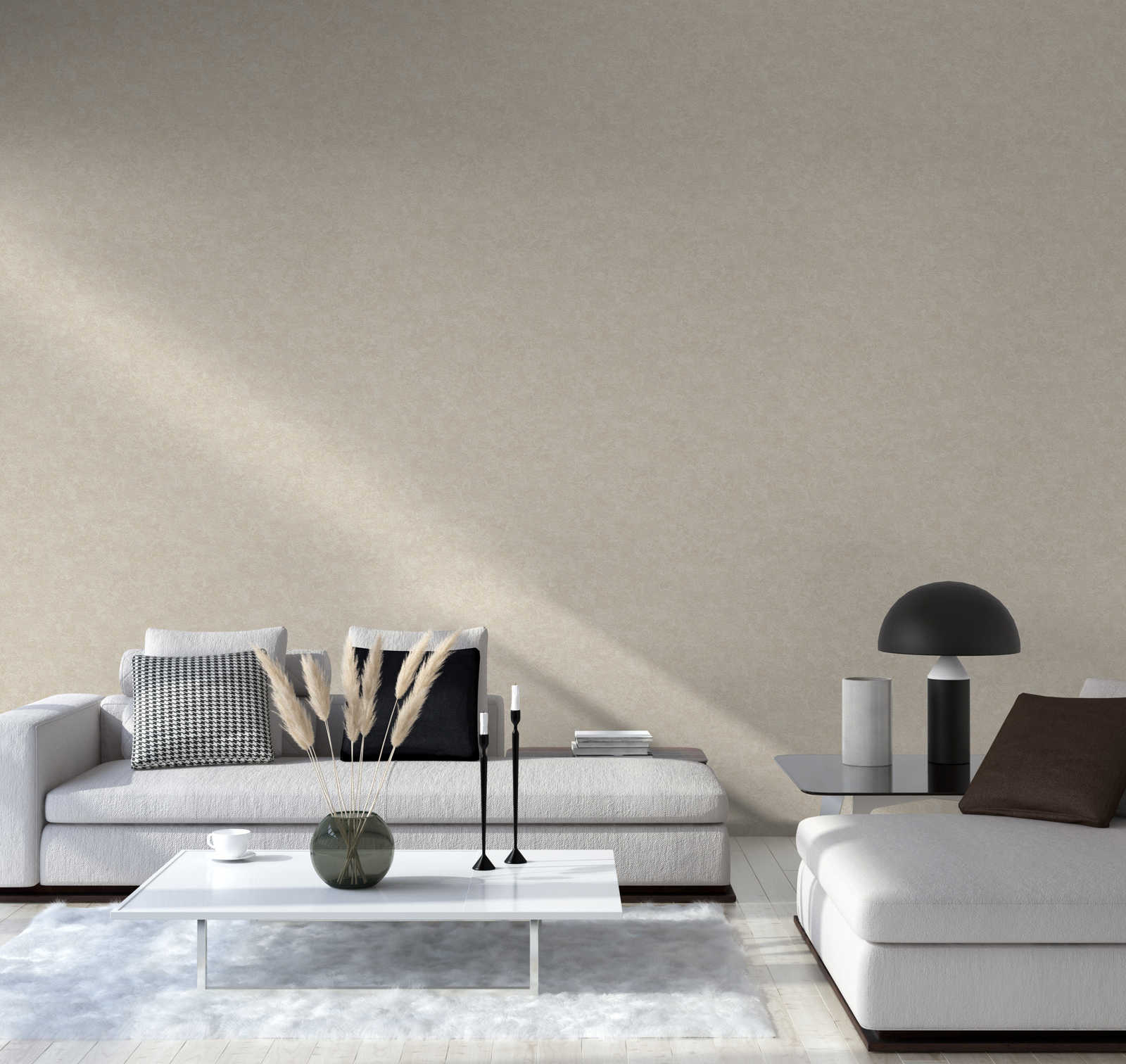             Strukturtapete einfarbig meliert – Beige, Braun
        