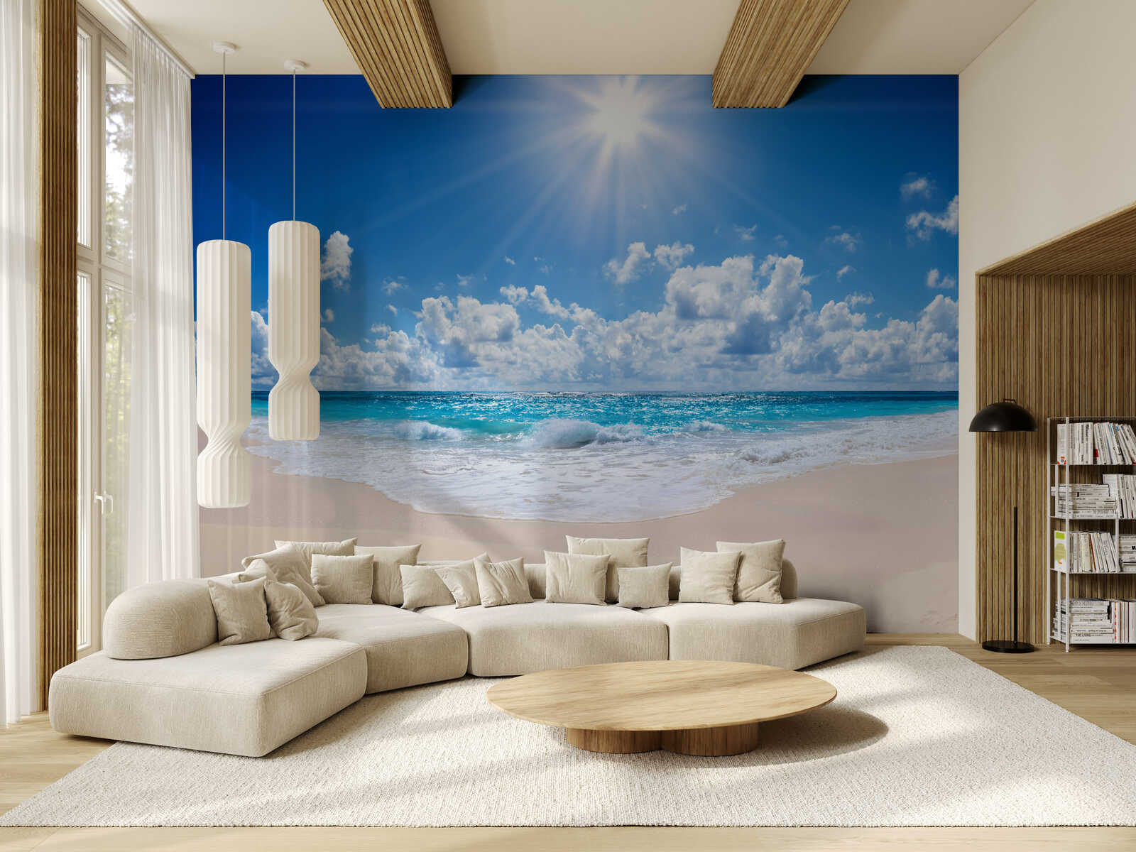 Wandtapete, Strandbild, Beach-Mural, Wohnzimmerwand, Sonnenlicht