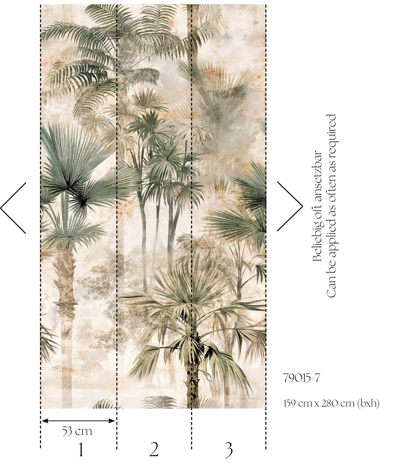 Tapis, Palmiers, Beige Dégradé, Dessin paysage, Panneau mural