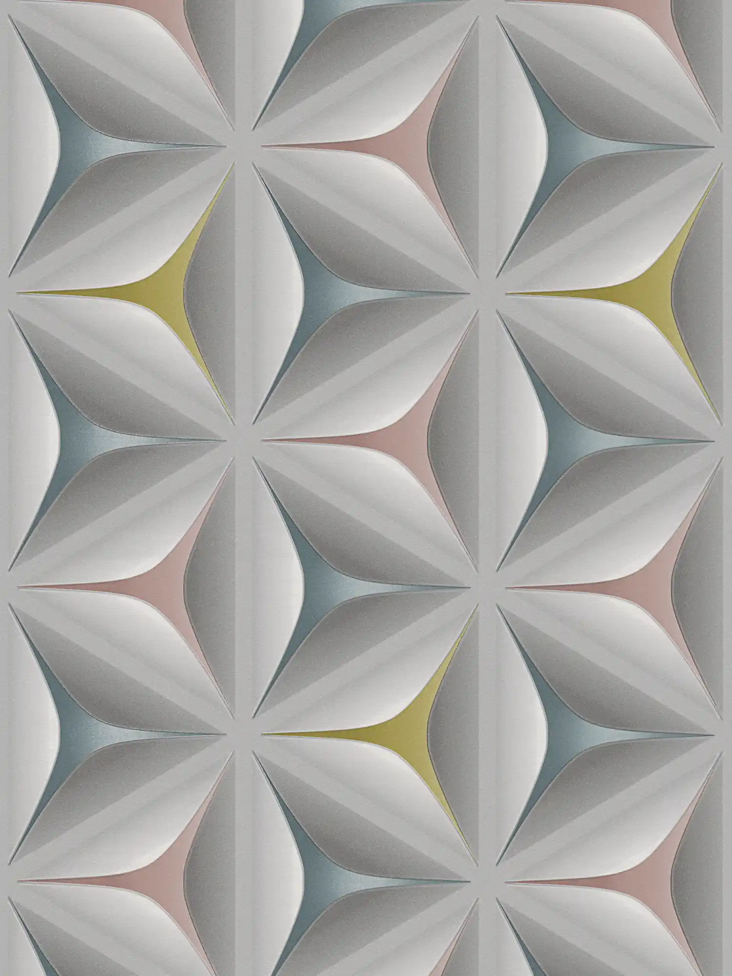         Vintage wallpaper Scandinavian pattern - blue, grey, pink
    