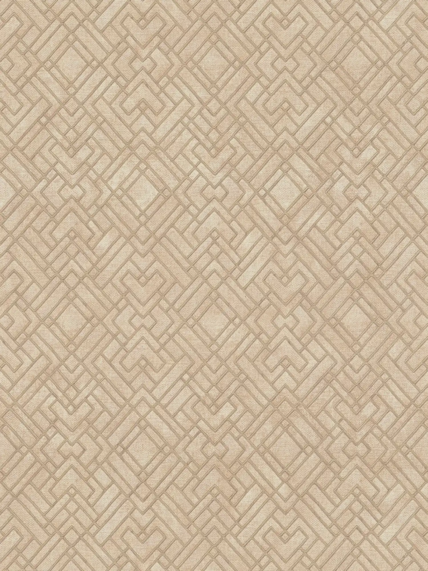         Metallic Tapete mit Linien-Grafik – Gelb, Beige
    