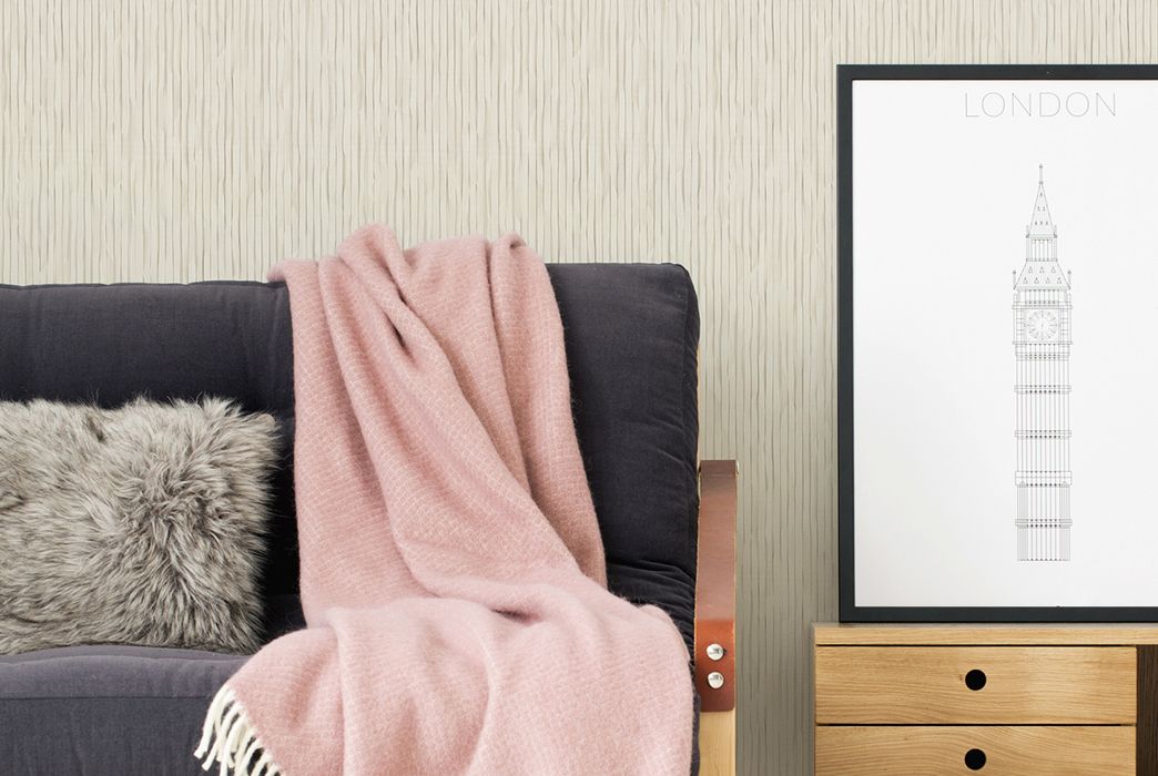 Living room with simple decor and texture wallpaper with lined pattern AS306862