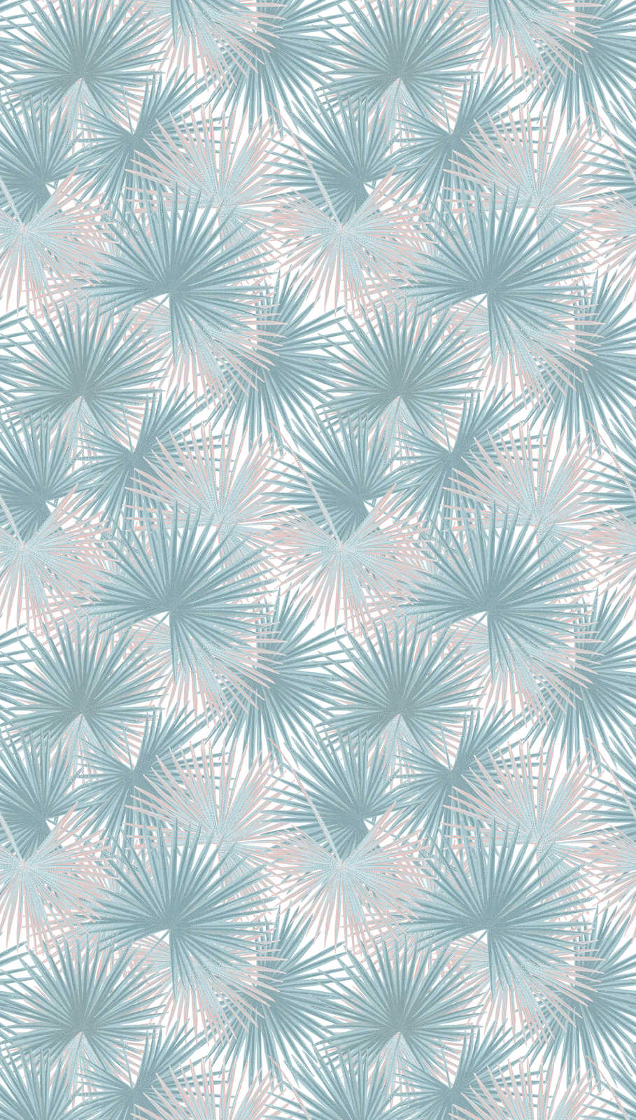             Vliestapete mit großem Blattmuster – Blau, Beige, Weiß
        