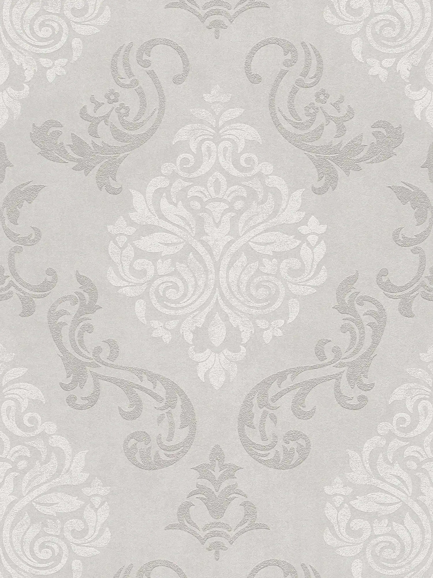        Ornamenten behang in barokstijl met glittereffect - beige, crème, metallic
    