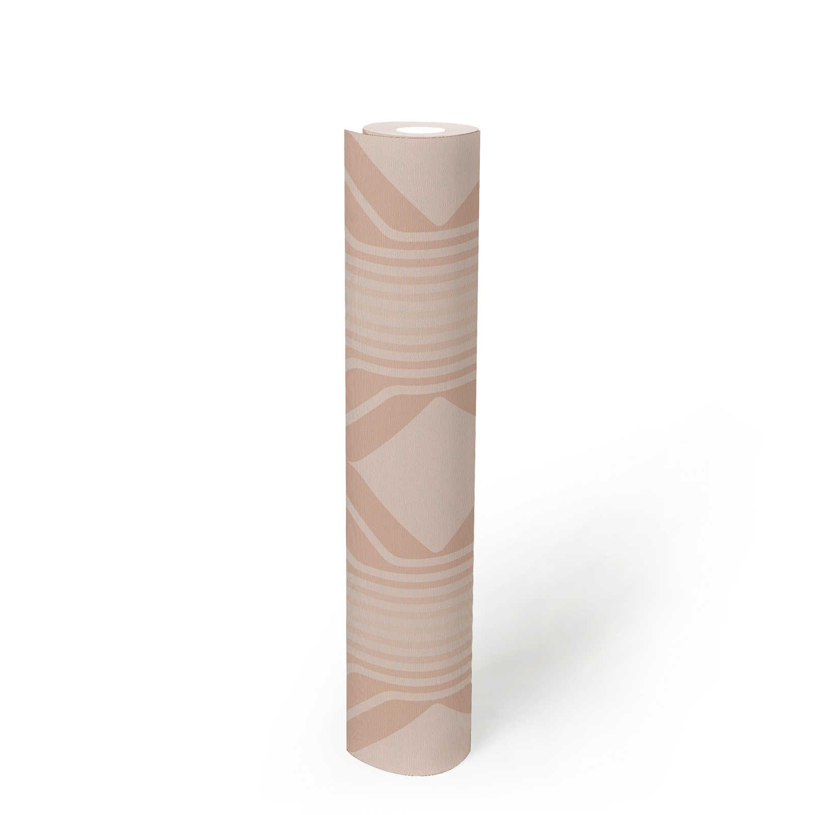             Vliestapete mit Rauten Muster im Retro Stil – Beige, Creme
        