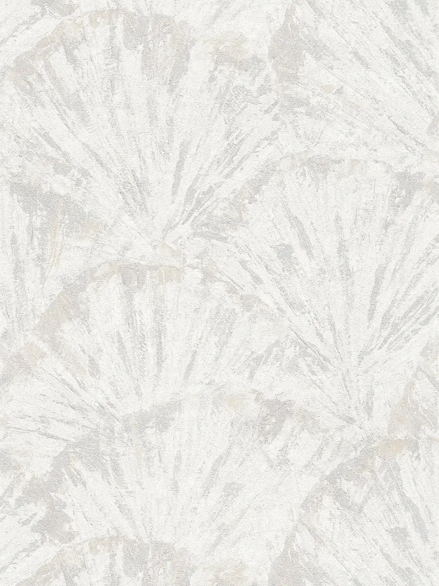         Non-woven wallpaper with abstract fan pattern - fine and textured surface - white, grey, silver
    