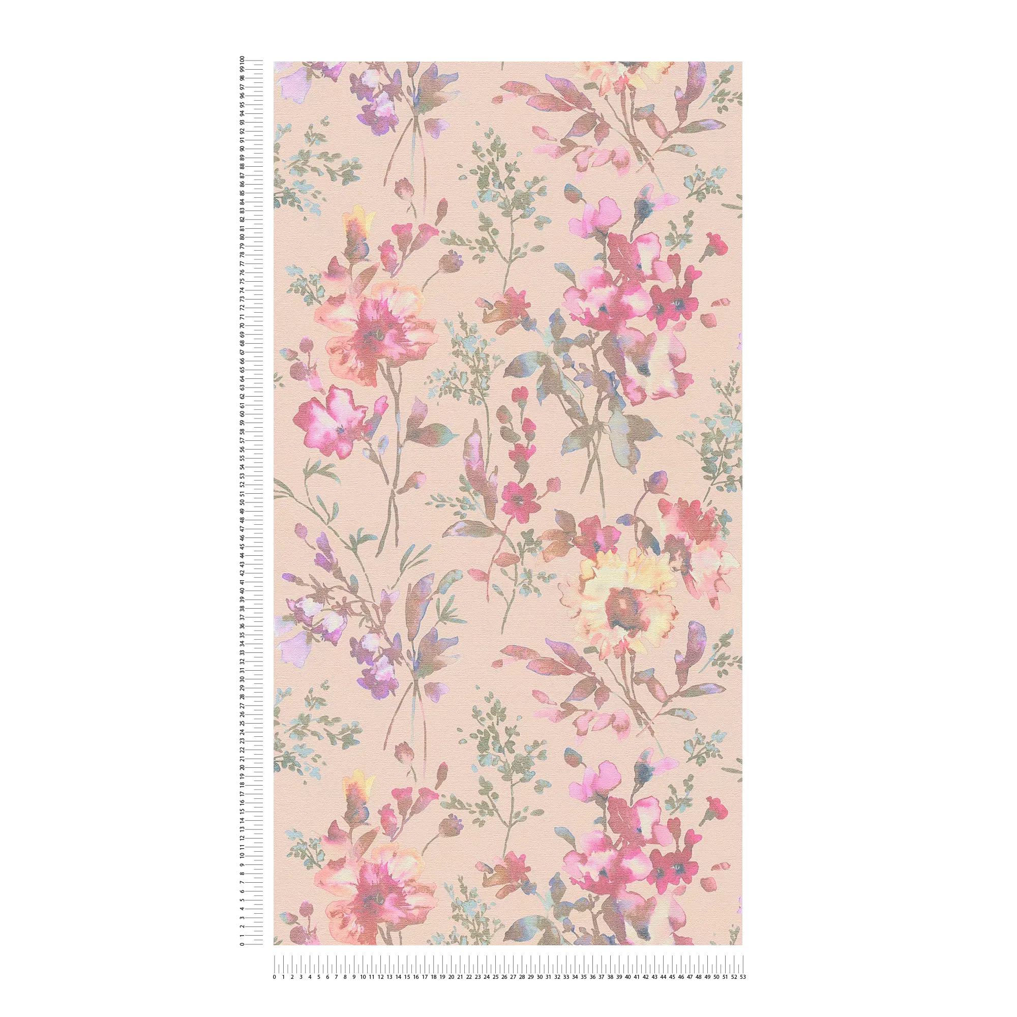             COSMOLiving - Florale Vliestapete mit glänzenden Effekten und leichter Struktur – Rosa, Metallic, Grün
        