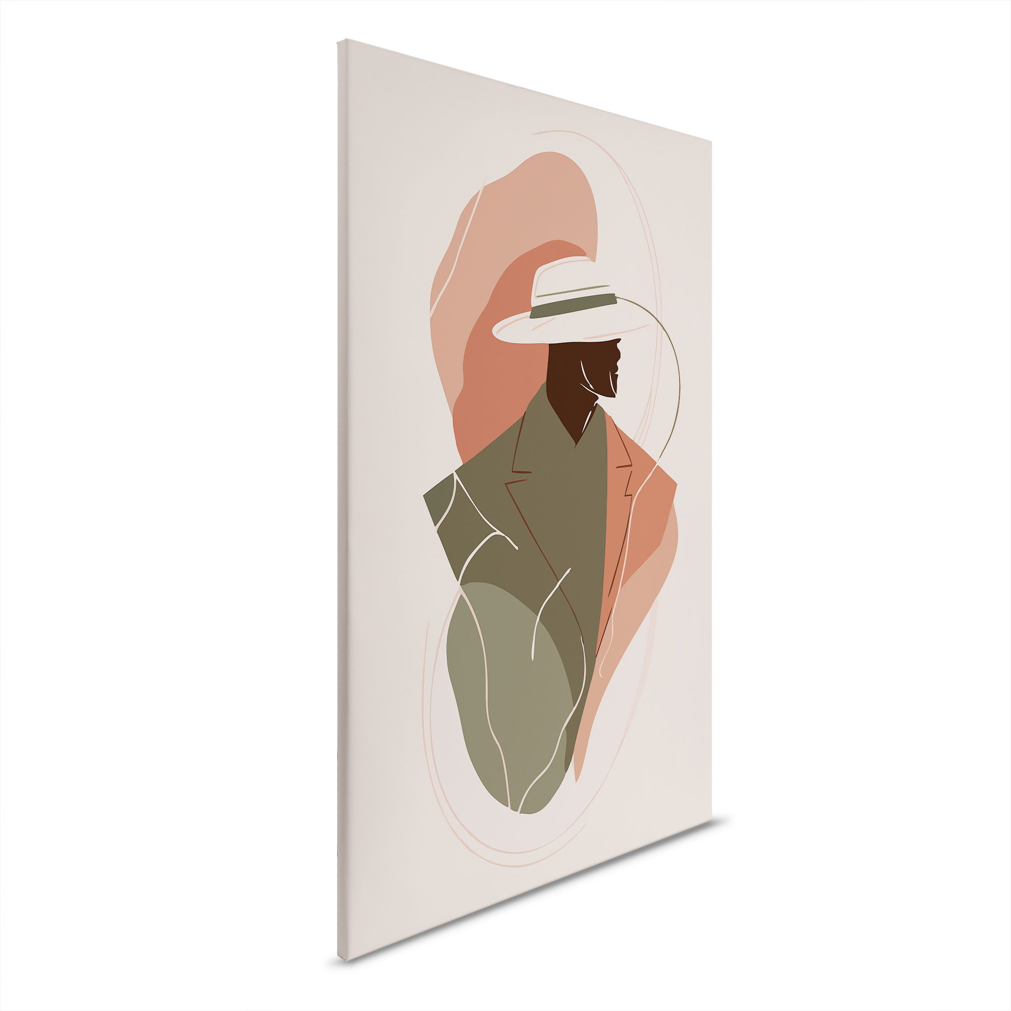         Elegance and style - Timeless portrait with minimalist shapes on canvas - 30 x 45 cm - Beige, Orange
    
