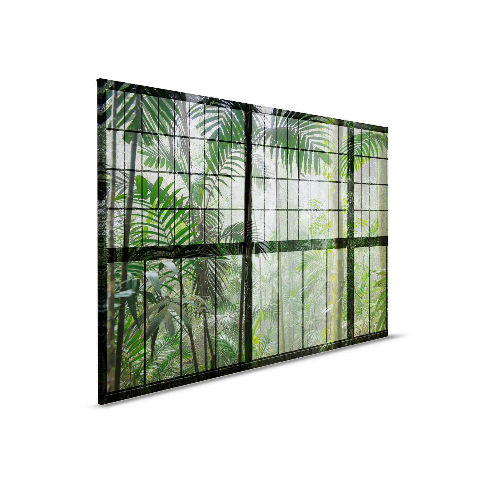         Rainforest 1 - Loft raam canvas schilderij met uitzicht op de jungle - 0.90 m x 0.60 m
    