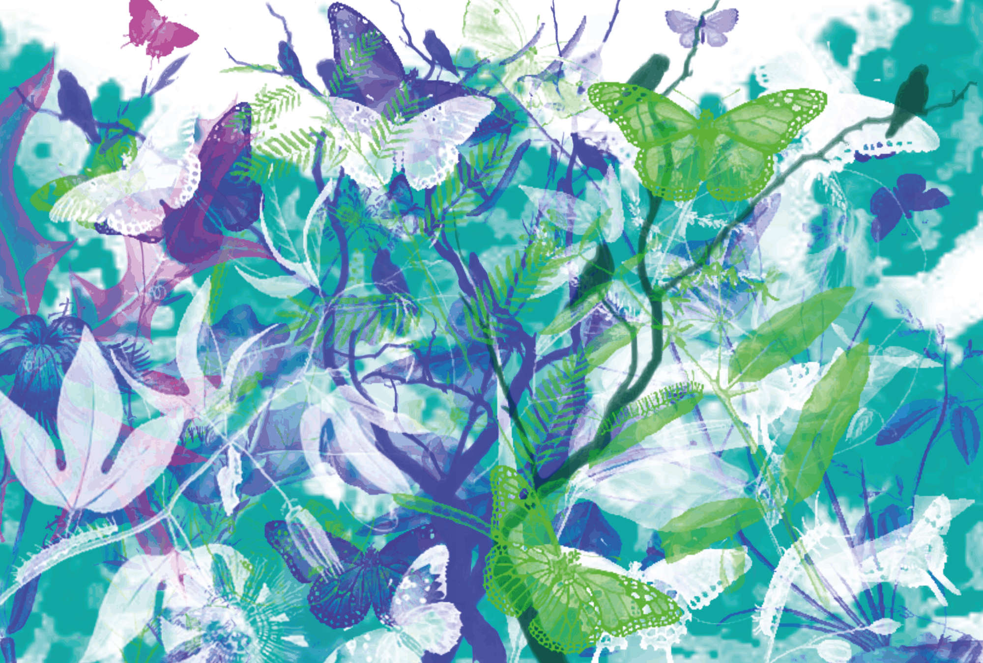 Schmetterling, Muster, Florale Illustration, Bunt, Luftig
