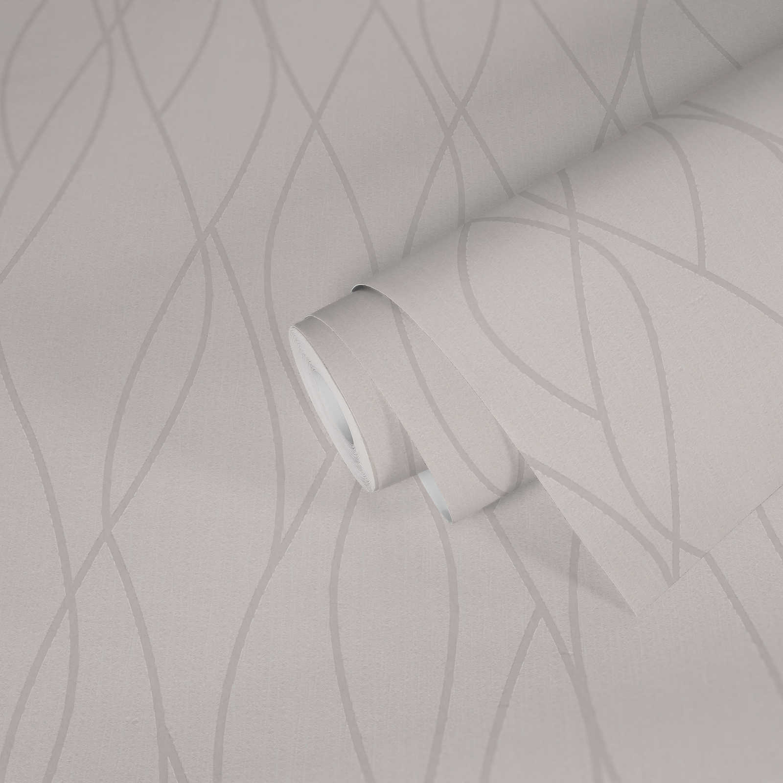             Unitapete mit grafischem Linienmuster – Weiß
        