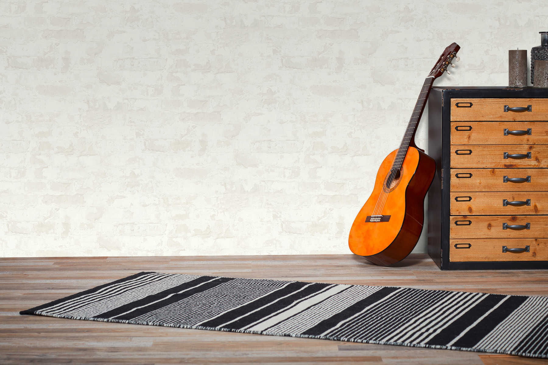             Steintapete Ziegelmauer im Landhaus Stil – Grau, Weiß
        