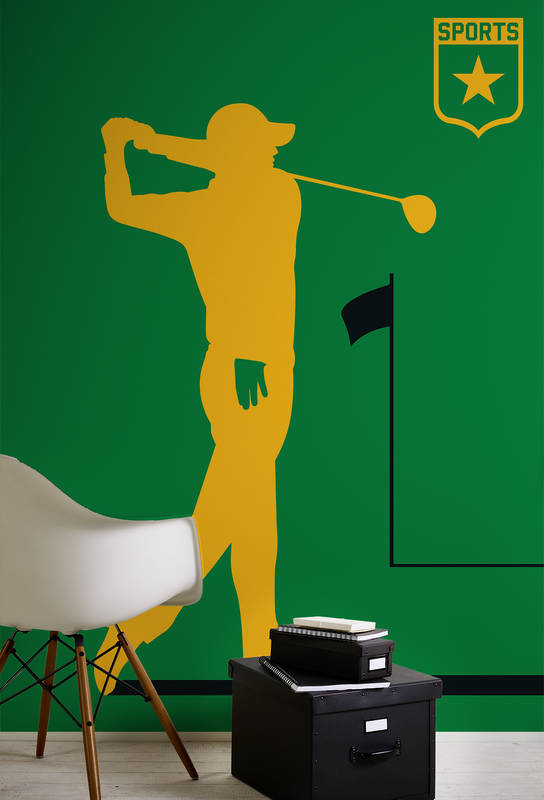 golf, golf swing, golf silhouette, interior decor, wall mural