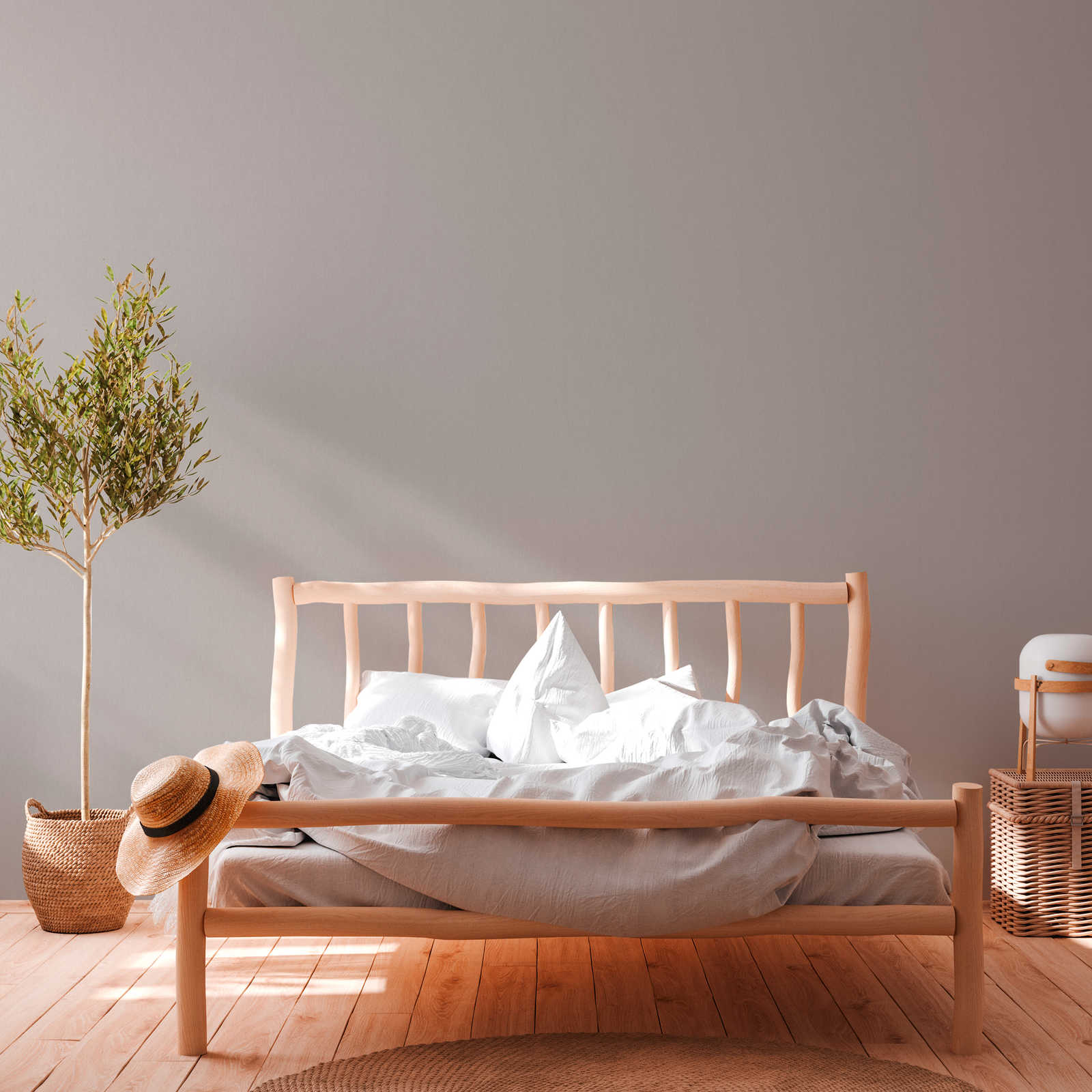 Tapete Taupe unifarben Grau Beige mit Textiloptik – Grau, Braun