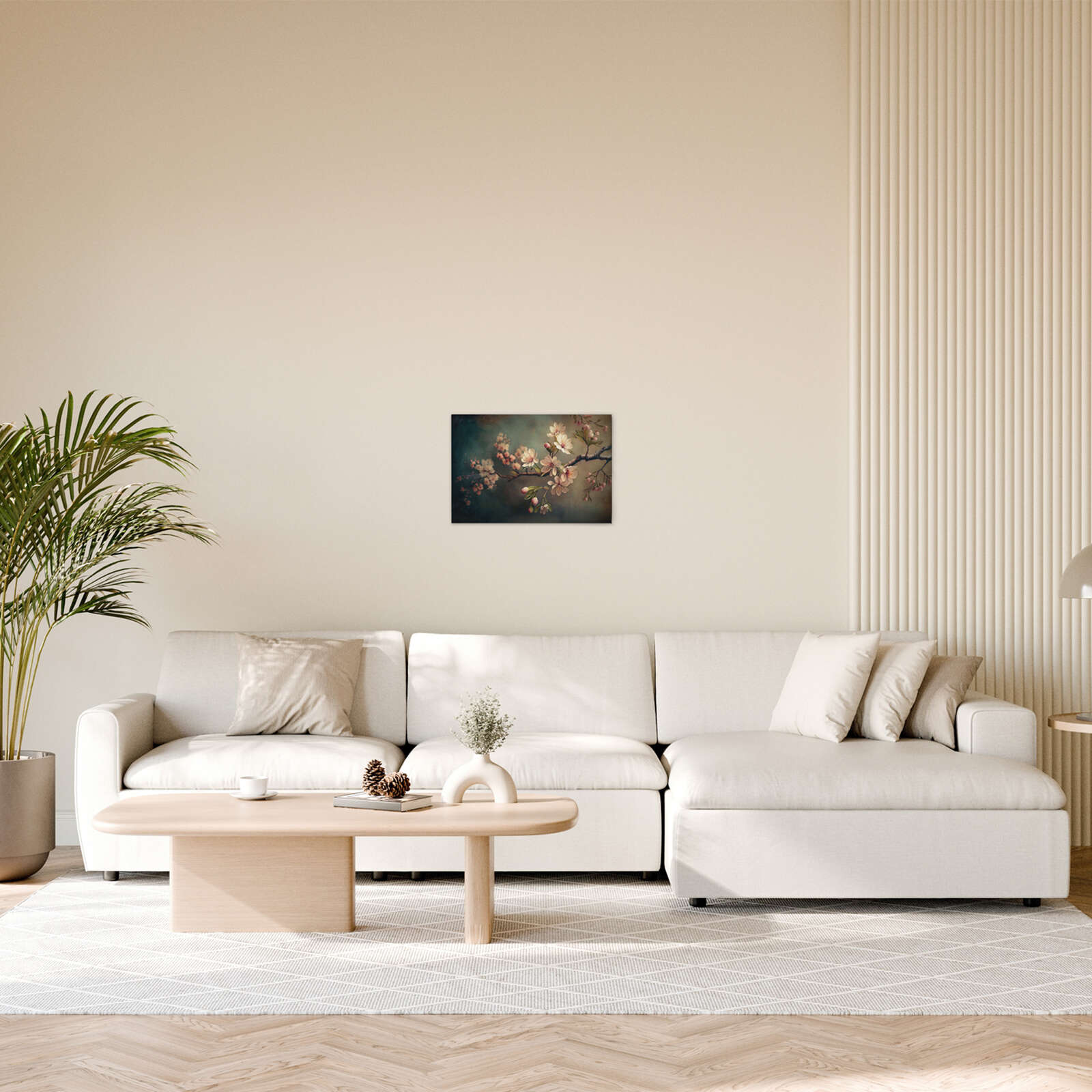 Frühlingszauber - Kirschblüten auf Leinwand – 45 x 30 cm - Grau, Rosa