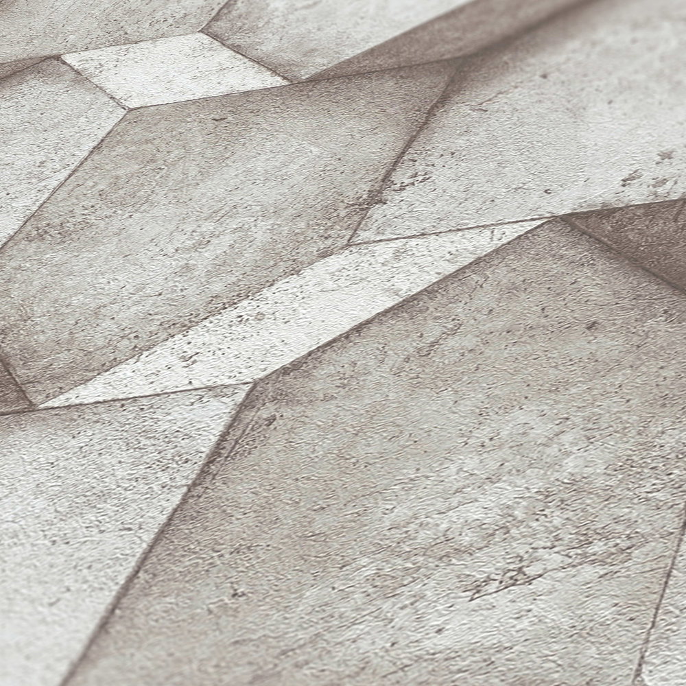 3D Tapete Greige mit Betonoptik Design – Grau, Beige