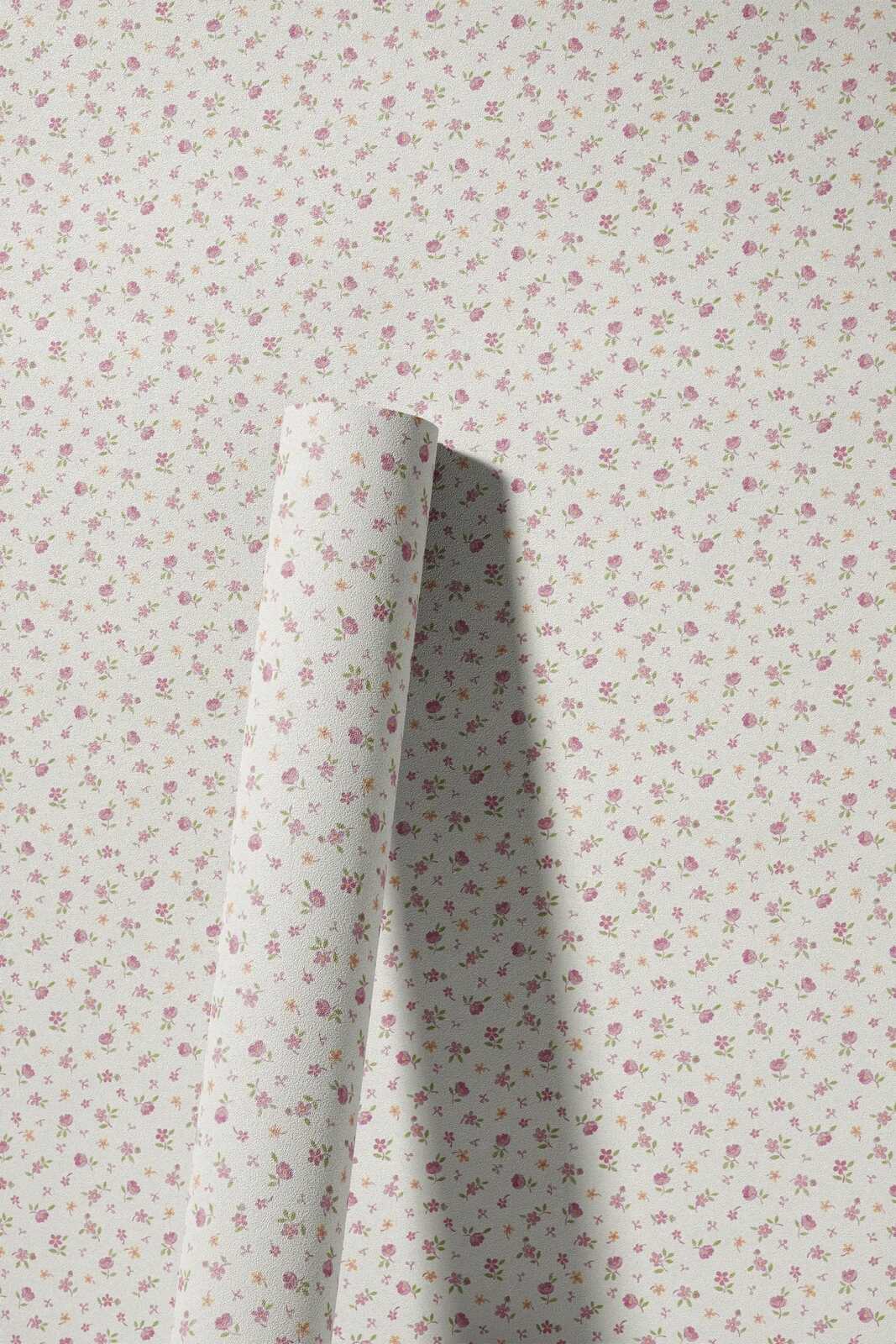             Blumentapete im englischen Landhaus Stil – Rosa, Creme
        