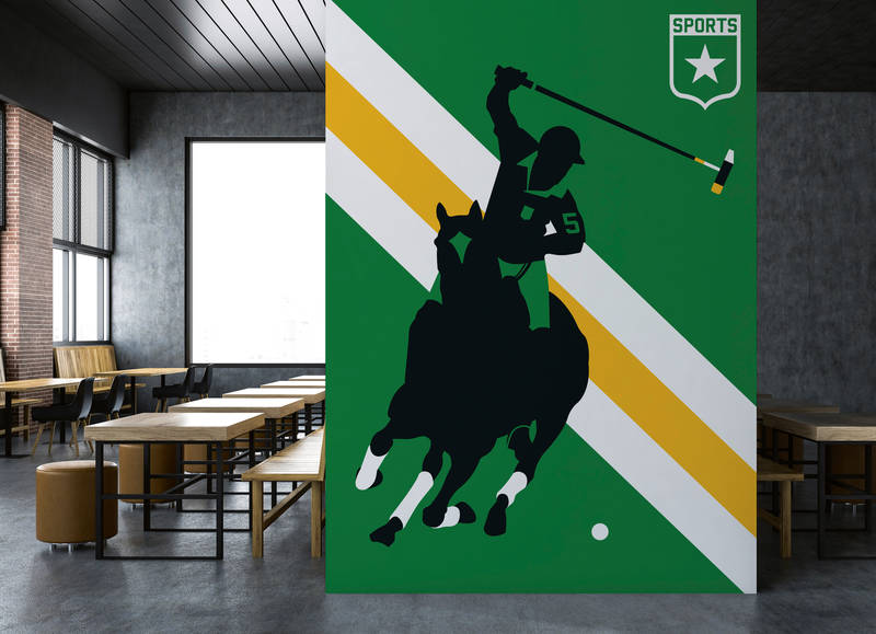 Polo-Shirt, Hockey-Spieler, Pferd, Grün, Logo-Schild