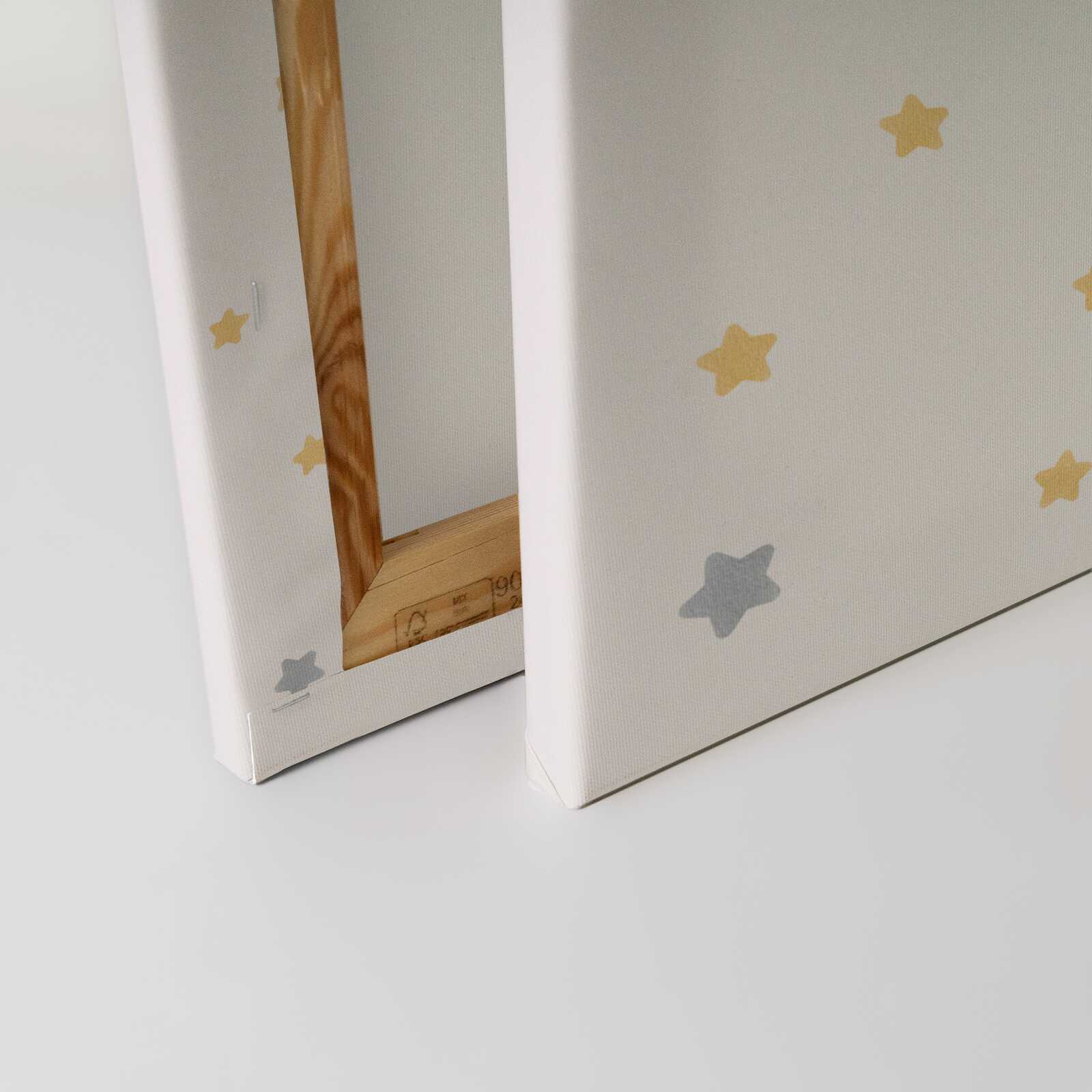             Leinwandbild Zauberhase im Hut - Magisches Kinderzimmer-Motiv mit Sternendekor – 30 x 30 cm - Bunt, Blau
        