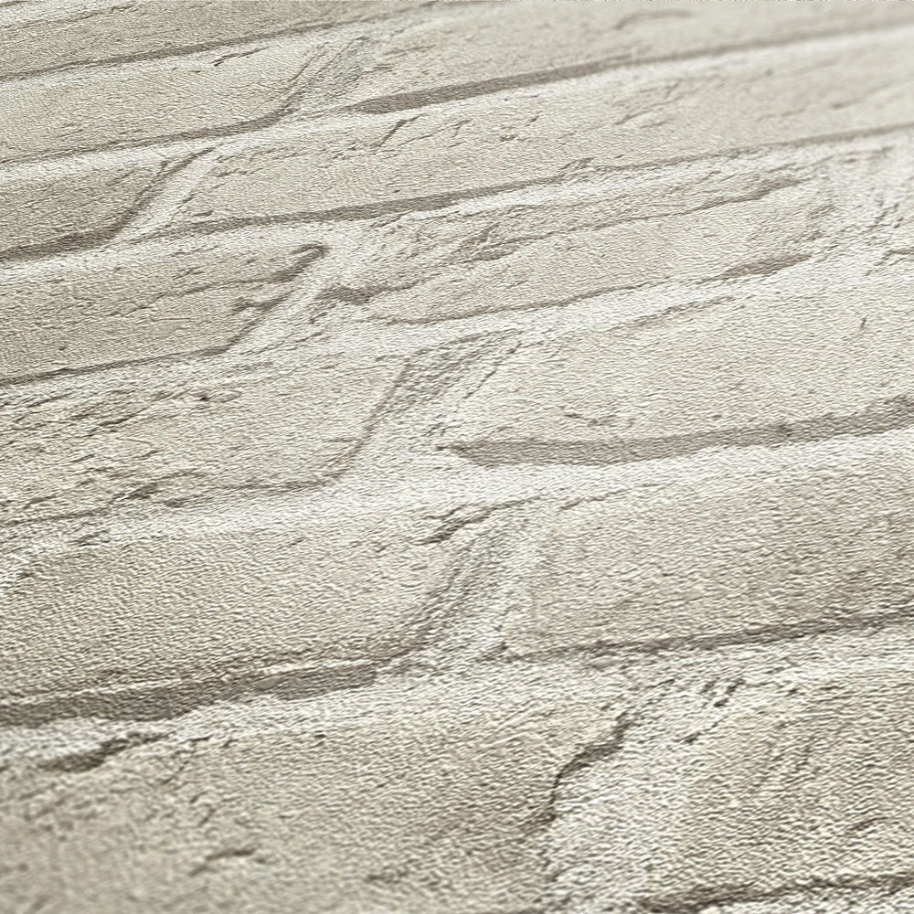             Mauertapete hellgrauer Backstein, Industrial Stil – Grau
        