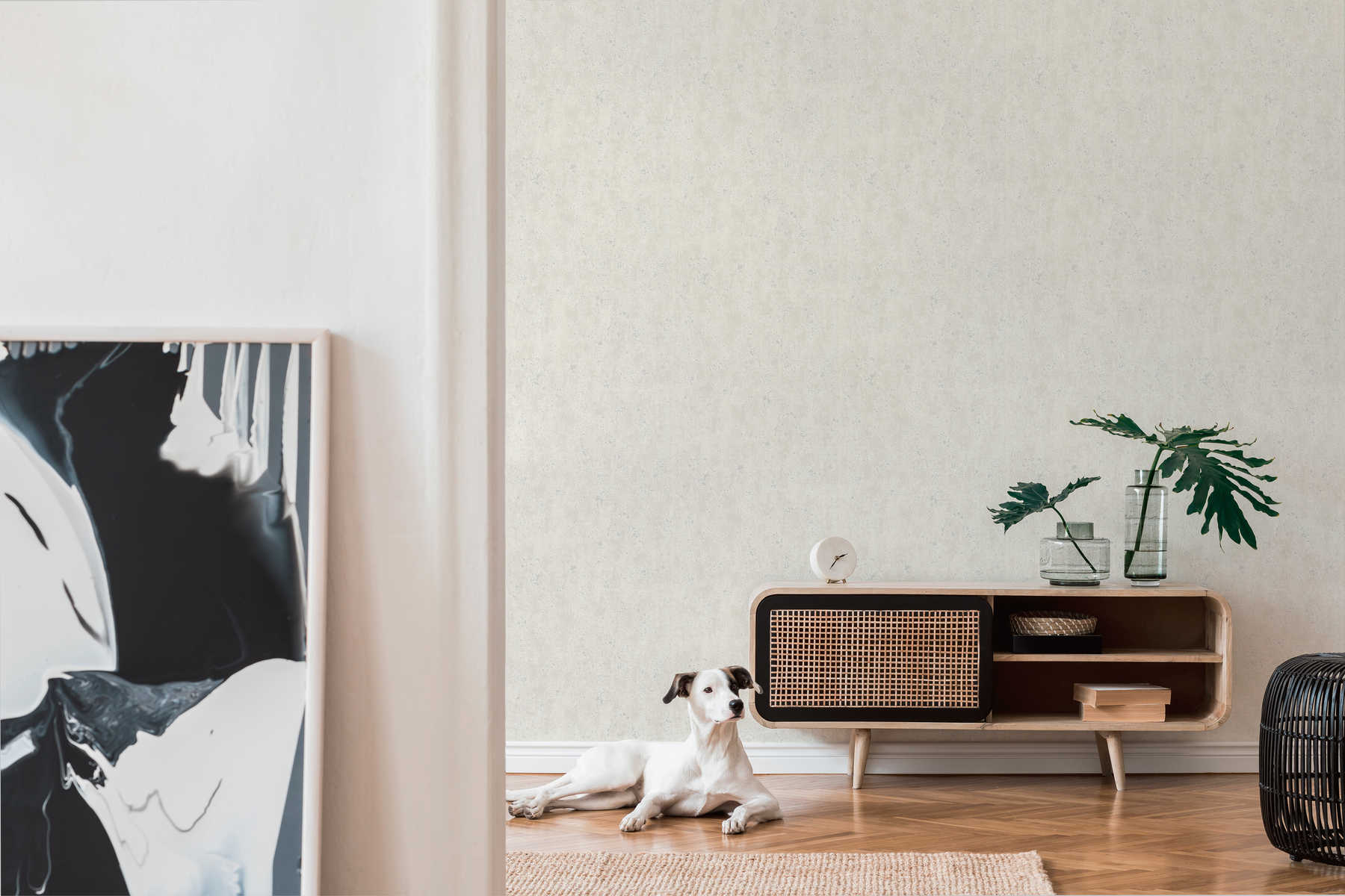             Tapete mit Putz-Optik & Oberflächenstruktur – Creme
        